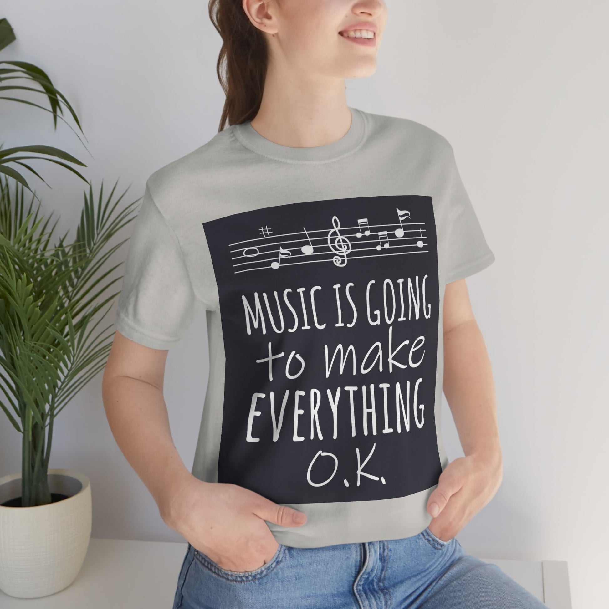 Music Is Going To Make Everything Ok Music Quotes Unisex Jersey Short Sleeve T-Shirt Ichaku [Perfect Gifts Selection]