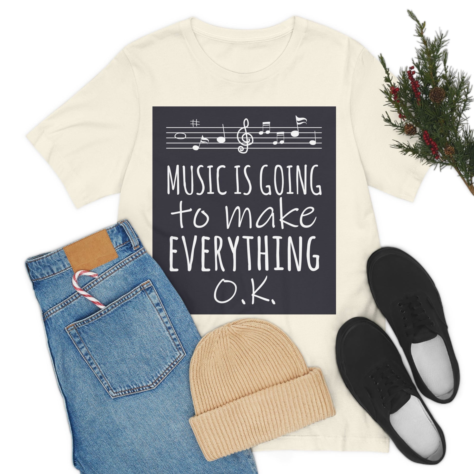 Music Is Going To Make Everything Ok Music Quotes Unisex Jersey Short Sleeve T-Shirt Ichaku [Perfect Gifts Selection]