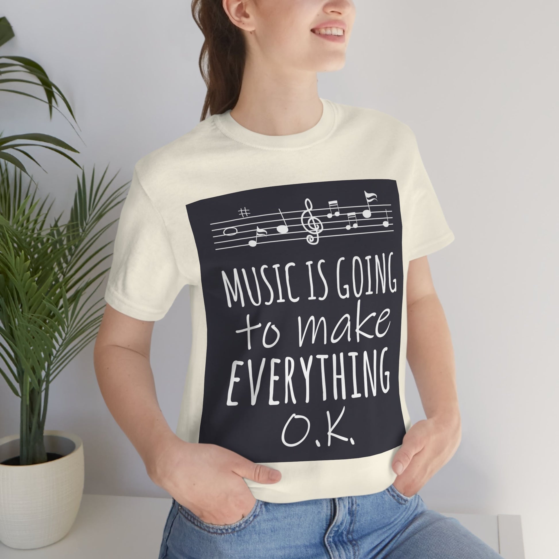 Music Is Going To Make Everything Ok Music Quotes Unisex Jersey Short Sleeve T-Shirt Ichaku [Perfect Gifts Selection]