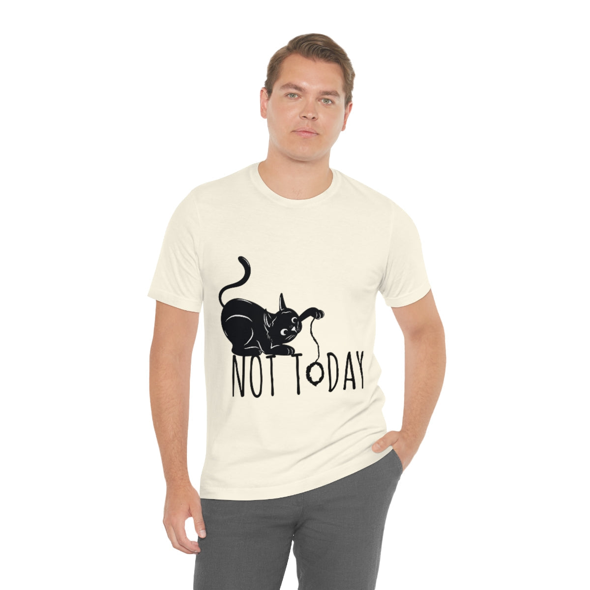 My Black Cat Said: Not Today Monochrome Slogan Unisex Jersey Short Sleeve T-Shirt Ichaku [Perfect Gifts Selection]