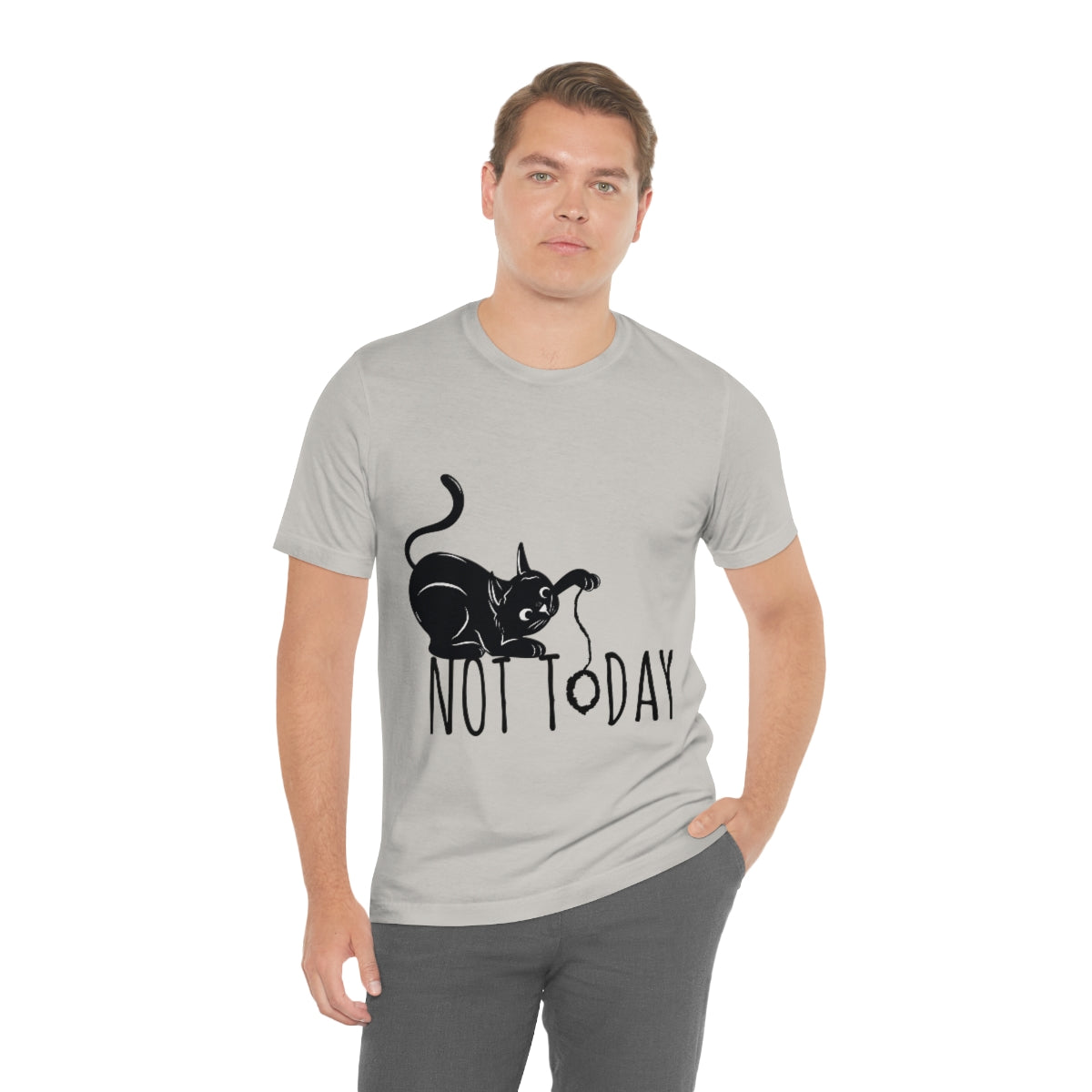 My Black Cat Said: Not Today Monochrome Slogan Unisex Jersey Short Sleeve T-Shirt Ichaku [Perfect Gifts Selection]