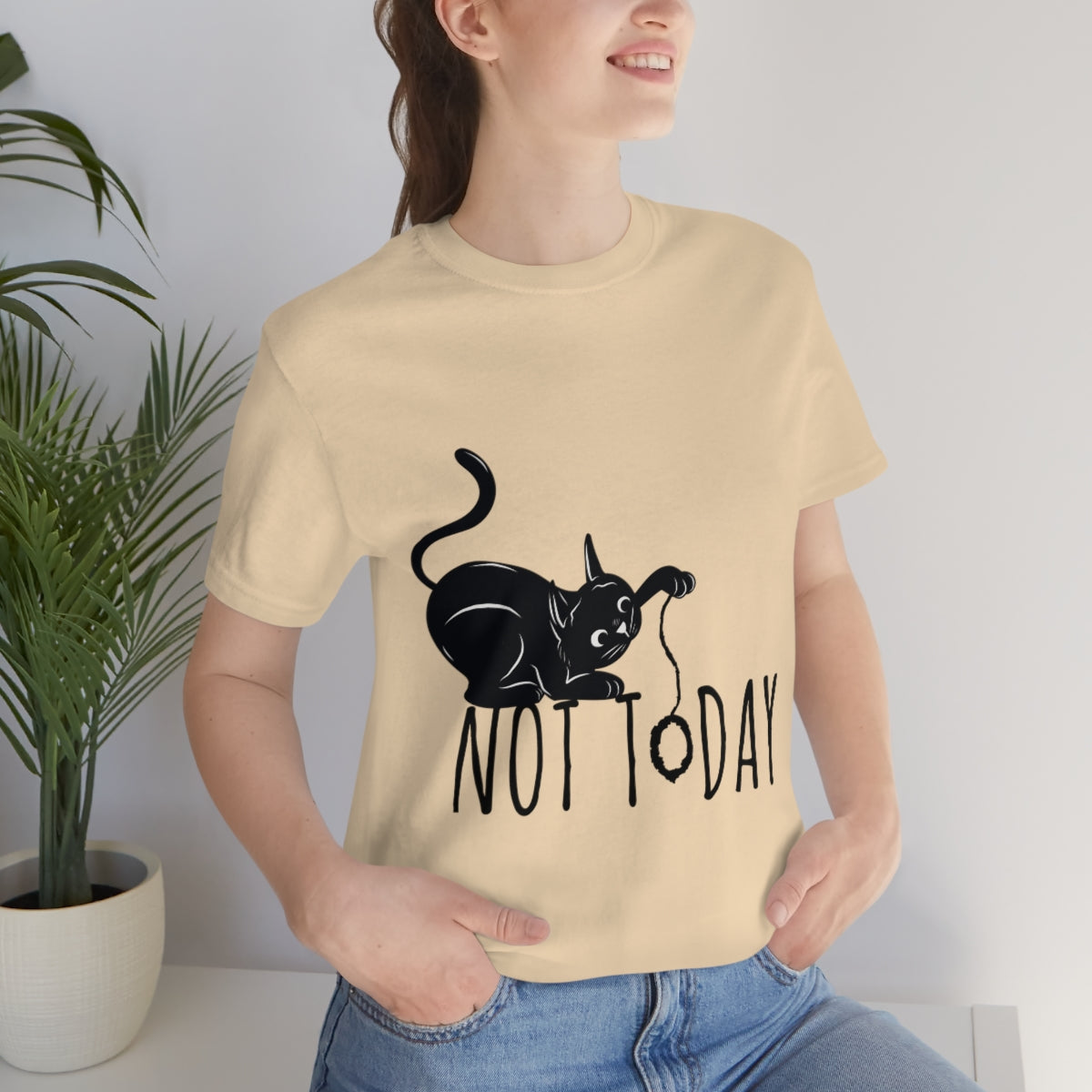 My Black Cat Said: Not Today Monochrome Slogan Unisex Jersey Short Sleeve T-Shirt Ichaku [Perfect Gifts Selection]