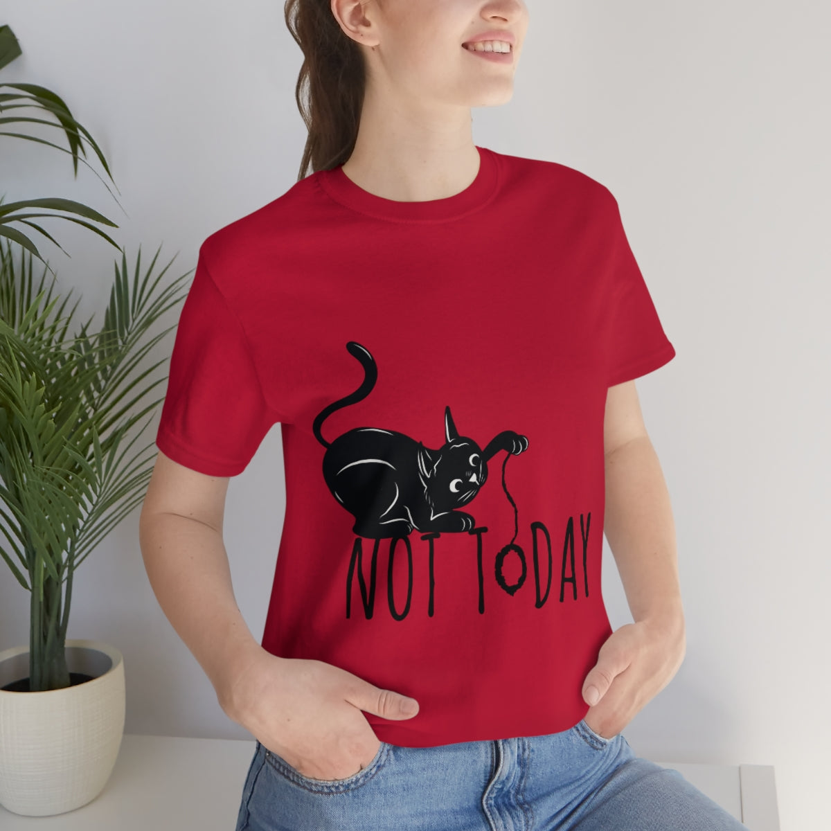 My Black Cat Said: Not Today Monochrome Slogan Unisex Jersey Short Sleeve T-Shirt Ichaku [Perfect Gifts Selection]