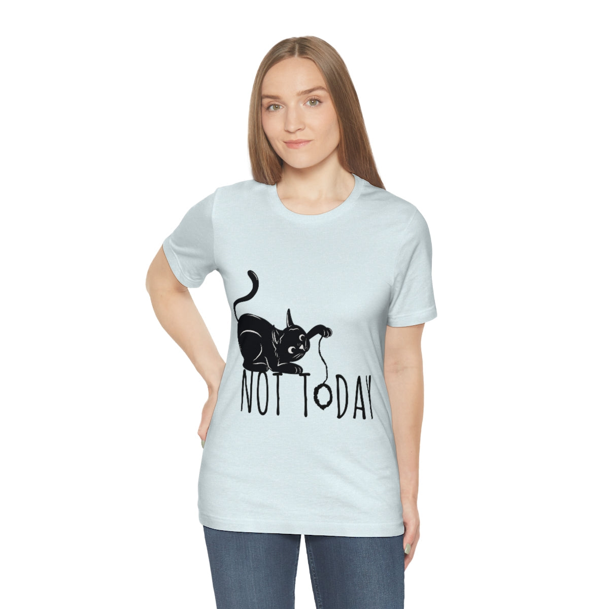 My Black Cat Said: Not Today Monochrome Slogan Unisex Jersey Short Sleeve T-Shirt Ichaku [Perfect Gifts Selection]