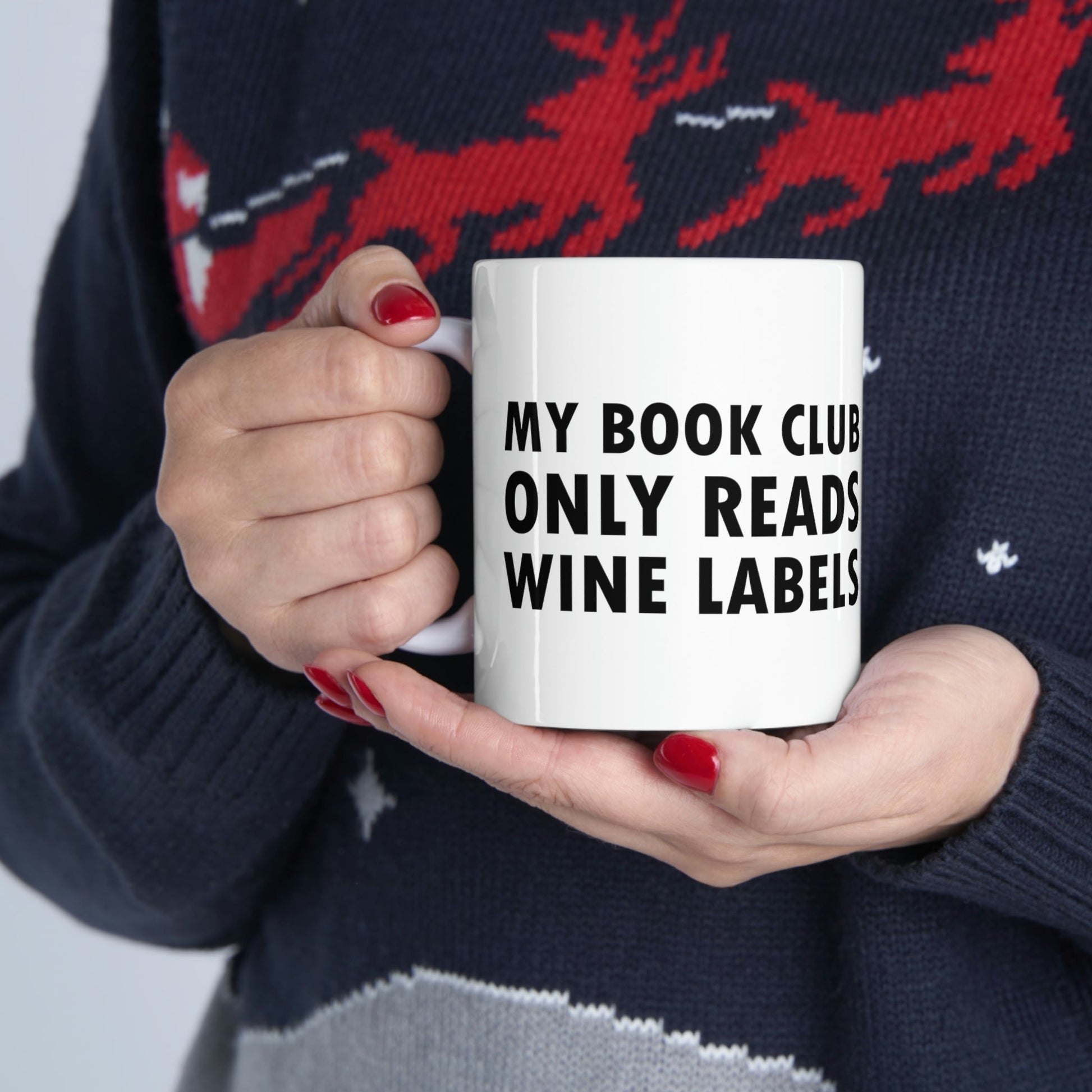 My Book Club Only Reads Wine Labels Bar Lovers Ceramic Mug 11oz Ichaku [Perfect Gifts Selection]