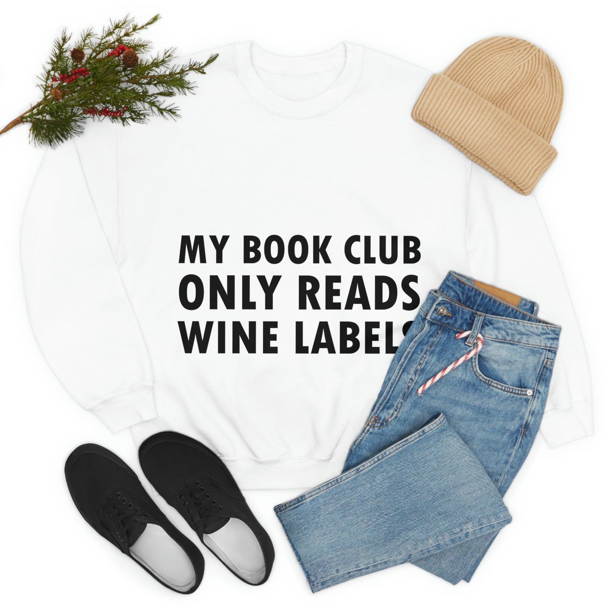 My Book Club Only Reads Wine Labels Bar Lovers Slogans Unisex Heavy Blend™ Crewneck Sweatshirt Ichaku [Perfect Gifts Selection]