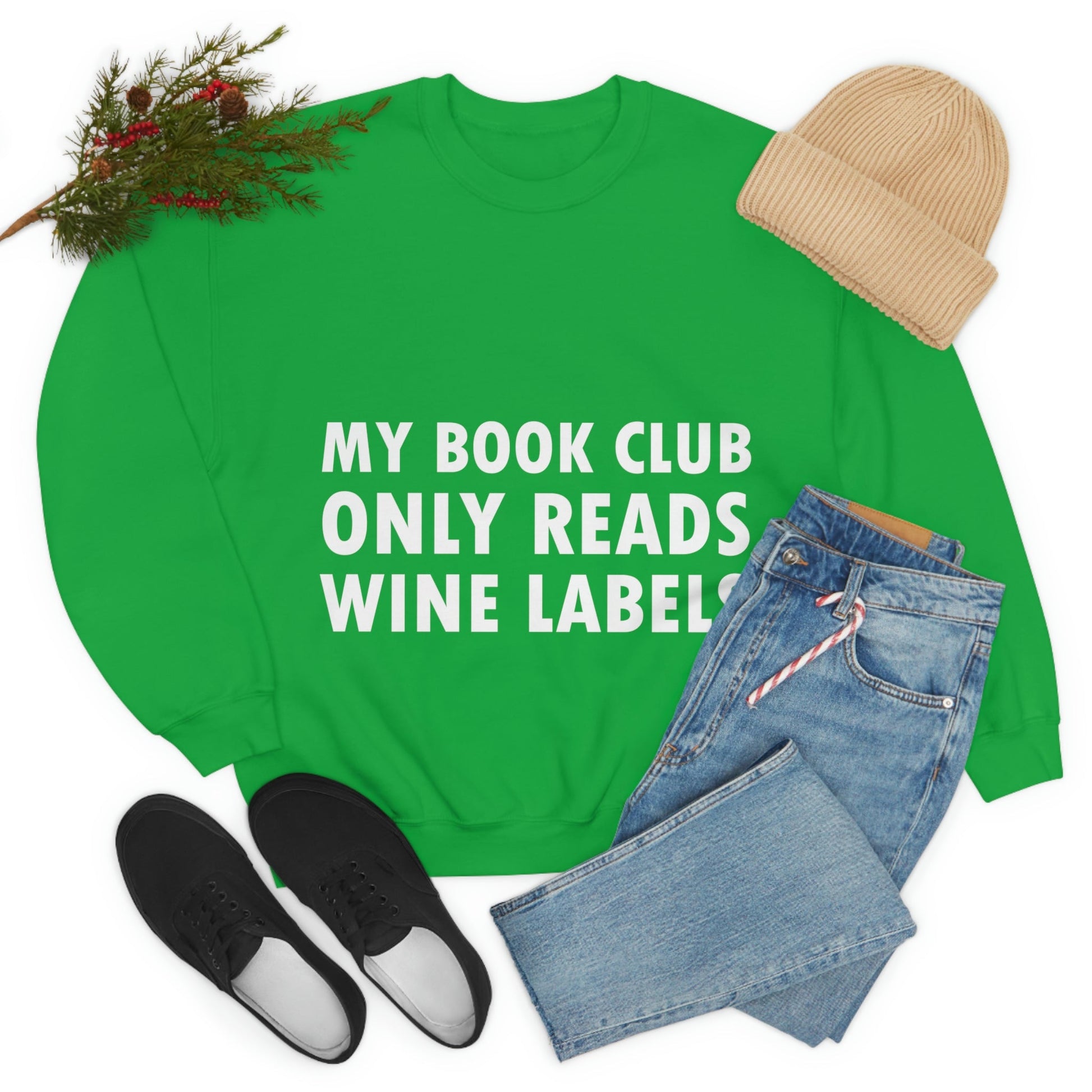 My Book Club Only Reads Wine Labels Bar Lovers Slogans Unisex Heavy Blend™ Crewneck Sweatshirt Ichaku [Perfect Gifts Selection]