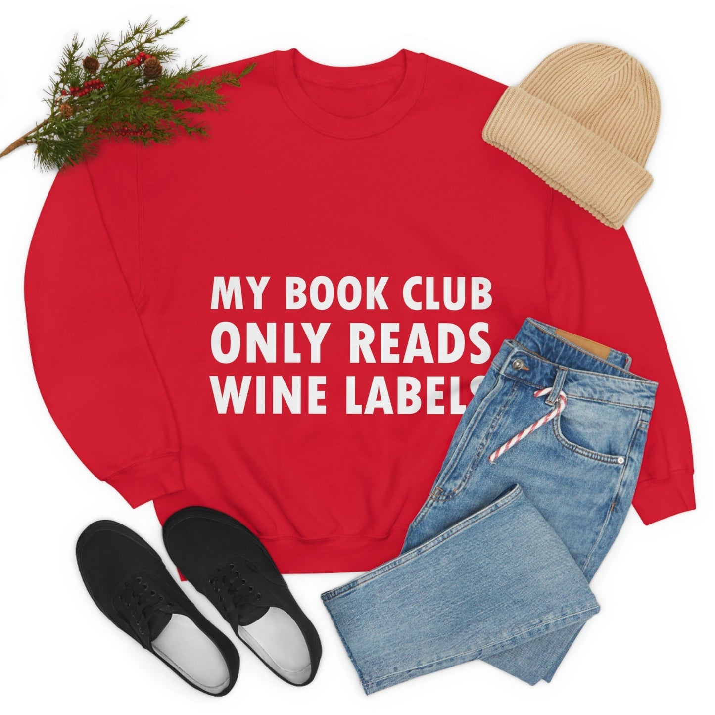 My Book Club Only Reads Wine Labels Bar Lovers Slogans Unisex Heavy Blend™ Crewneck Sweatshirt Ichaku [Perfect Gifts Selection]