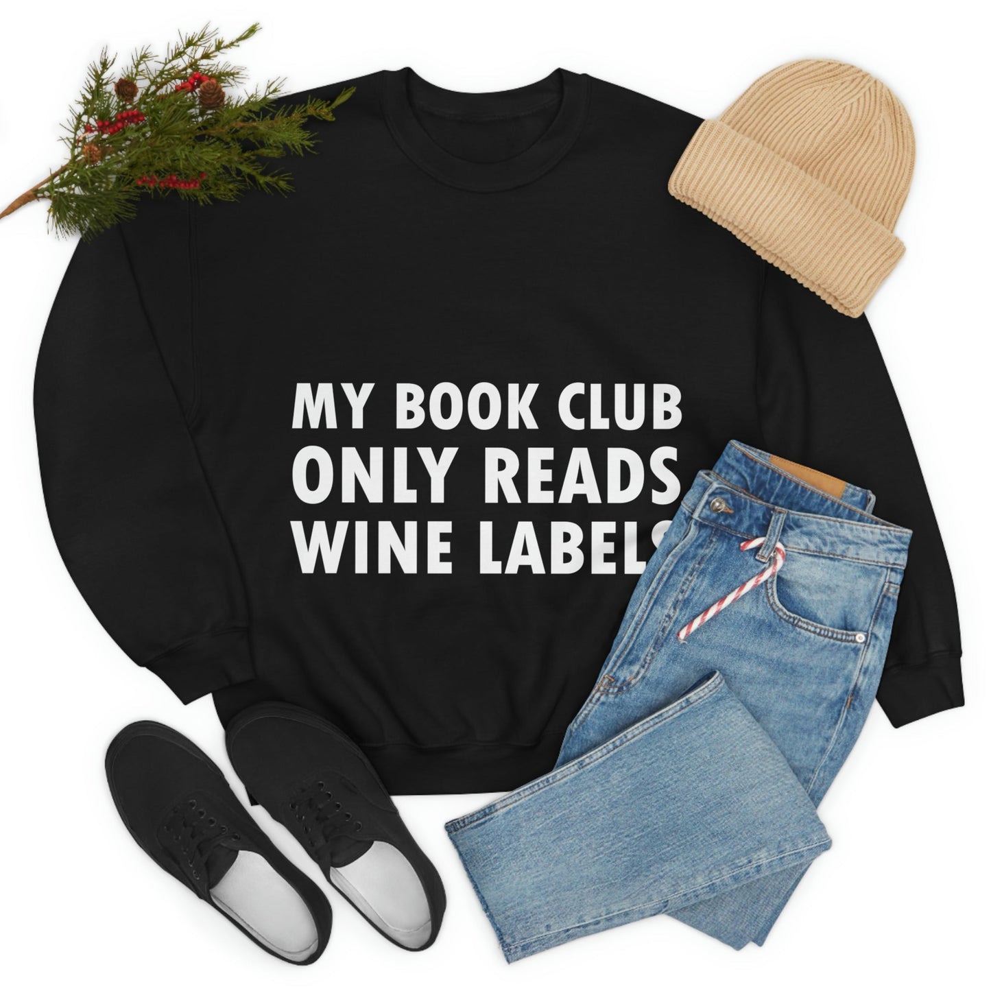 My Book Club Only Reads Wine Labels Bar Lovers Slogans Unisex Heavy Blend™ Crewneck Sweatshirt Ichaku [Perfect Gifts Selection]