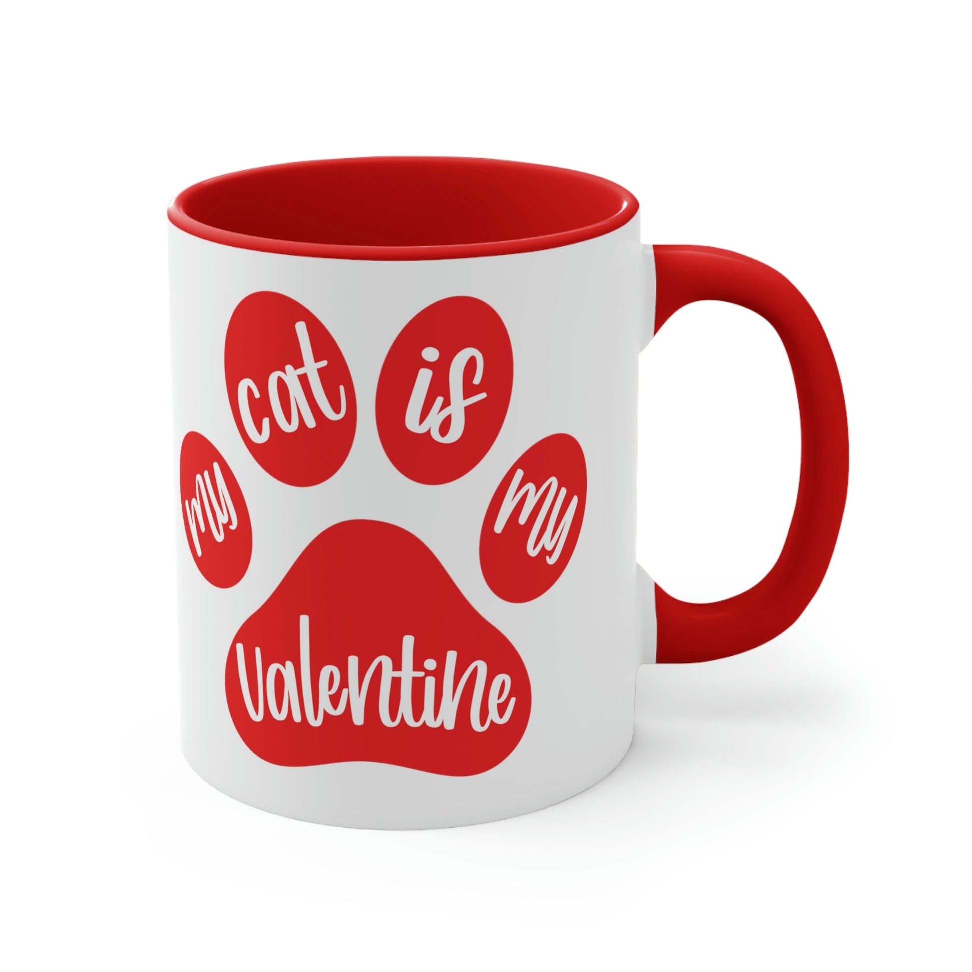 My Cat is My Valentine Cats Valentines Day Accent Coffee Mug 11oz Ichaku [Perfect Gifts Selection]