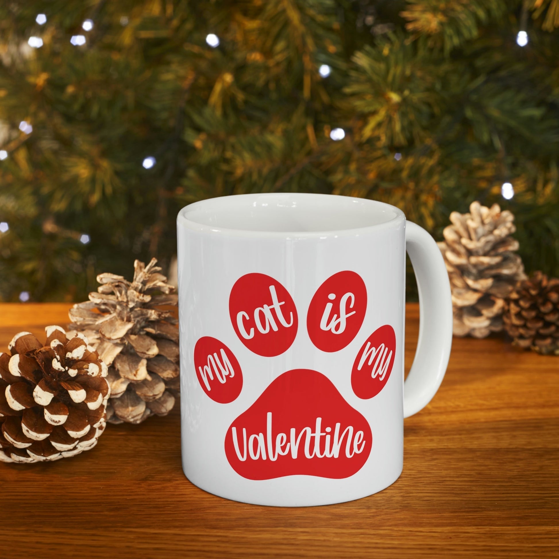 My Cat is My Valentine Cats Valentines Day Ceramic Mug 11oz Ichaku [Perfect Gifts Selection]