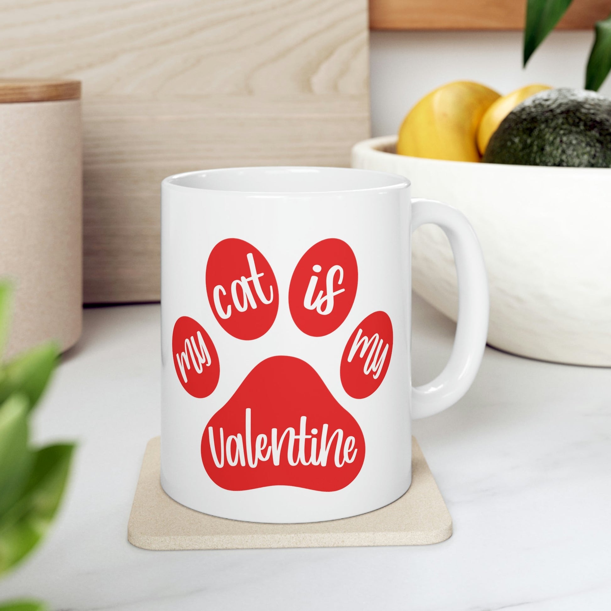 My Cat is My Valentine Cats Valentines Day Ceramic Mug 11oz Ichaku [Perfect Gifts Selection]