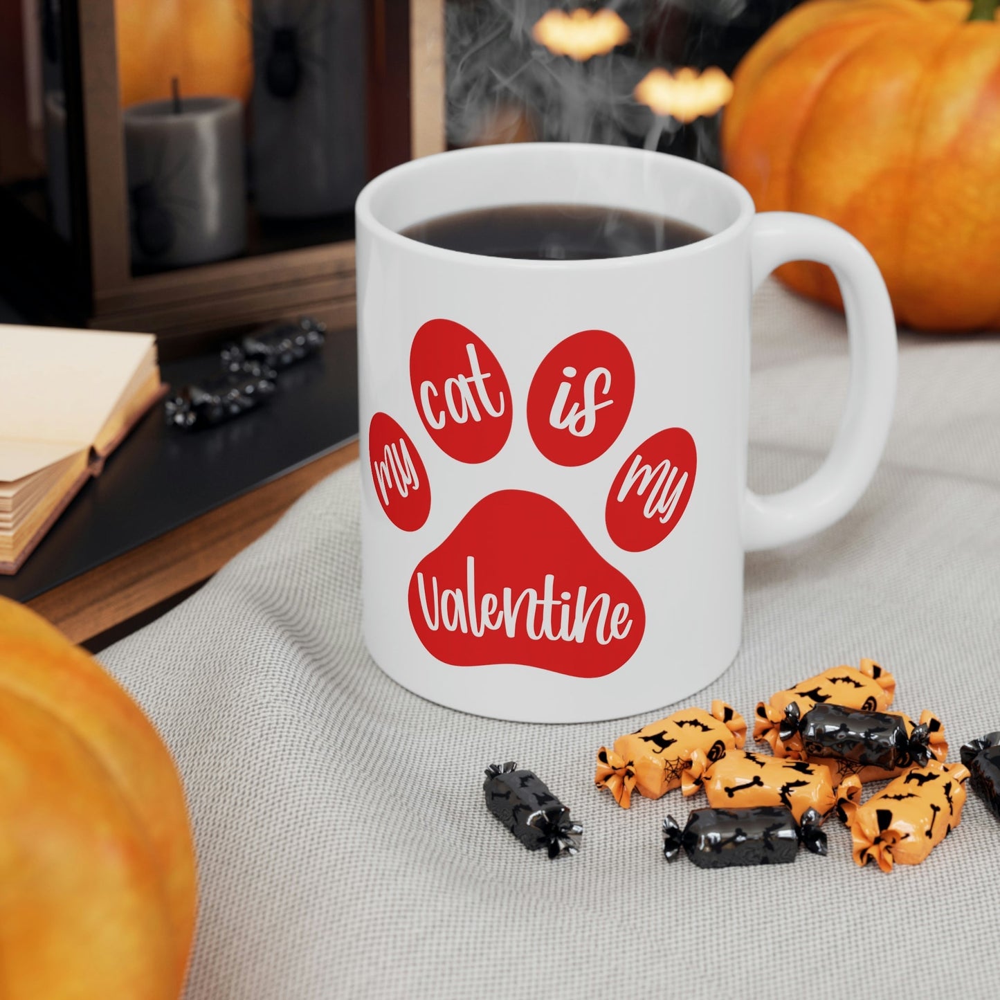 My Cat is My Valentine Cats Valentines Day Ceramic Mug 11oz Ichaku [Perfect Gifts Selection]