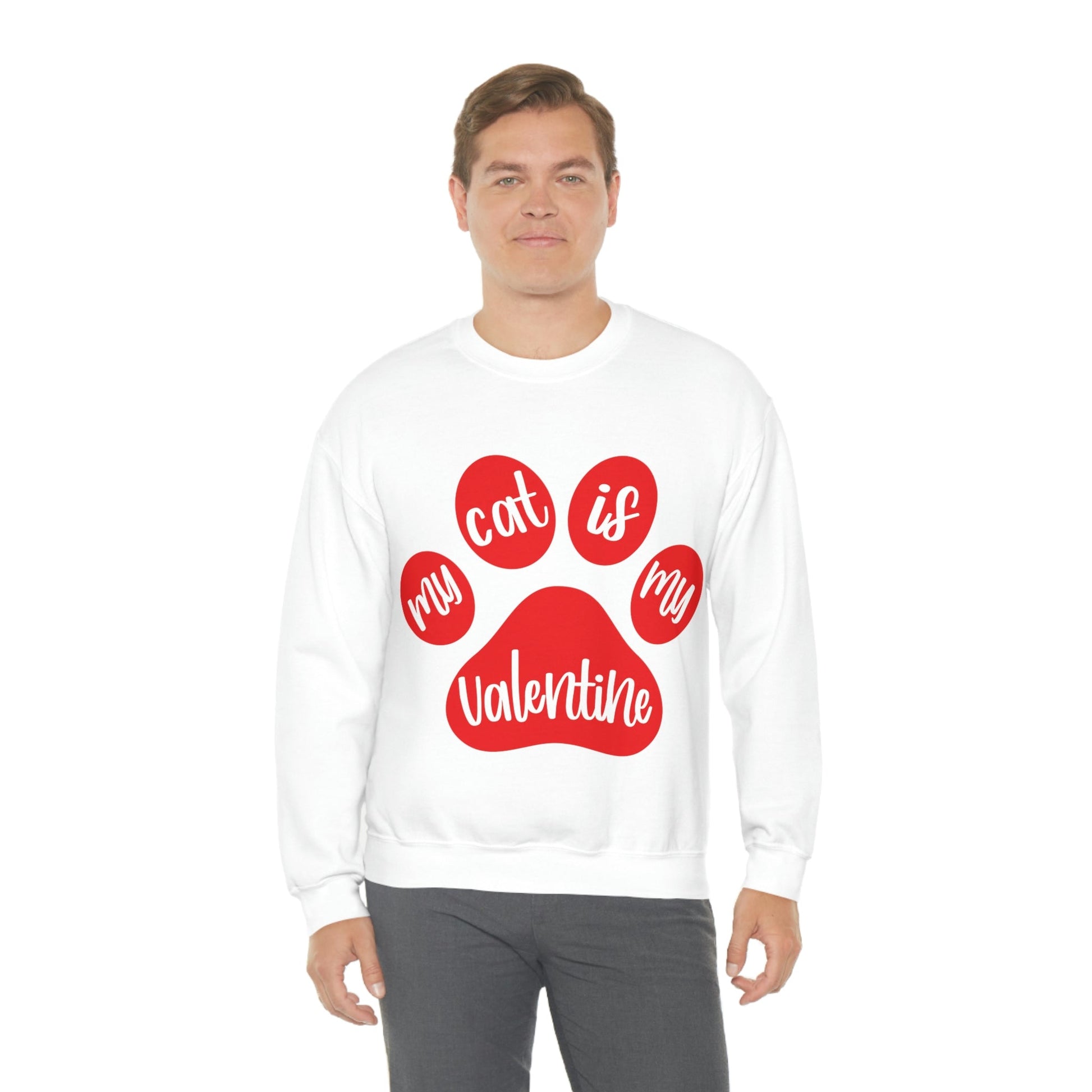 My Cat is My Valentine Cats Valentines Day Unisex Heavy Blend™ Crewneck Sweatshirt Ichaku [Perfect Gifts Selection]