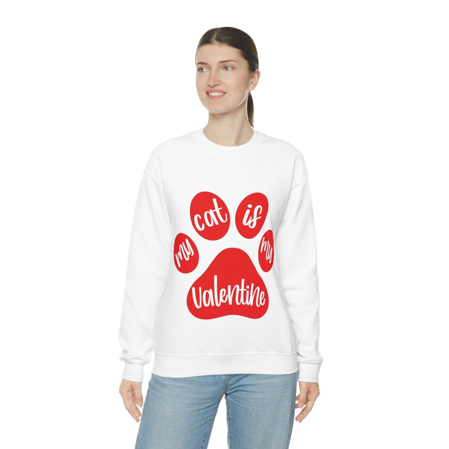 My Cat is My Valentine Cats Valentines Day Unisex Heavy Blend™ Crewneck Sweatshirt Ichaku [Perfect Gifts Selection]