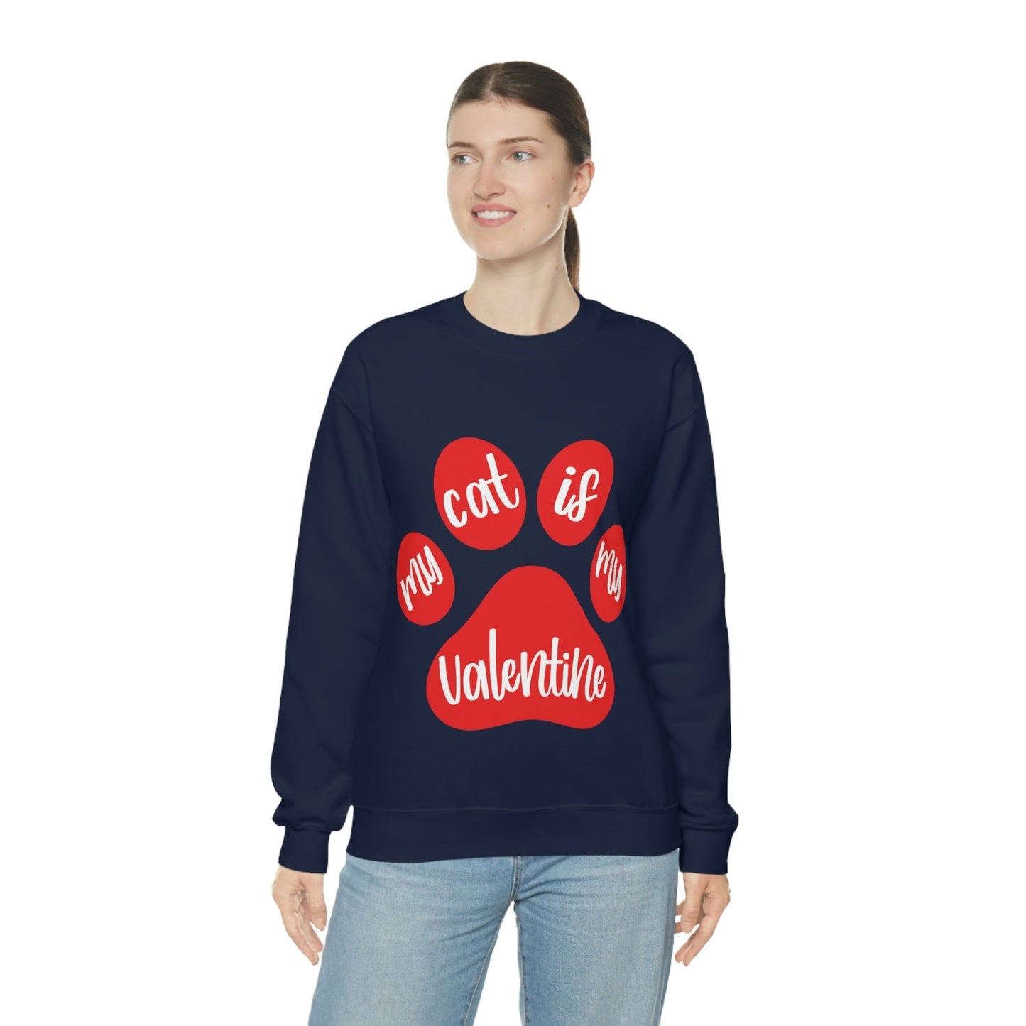 My Cat is My Valentine Cats Valentines Day Unisex Heavy Blend™ Crewneck Sweatshirt Ichaku [Perfect Gifts Selection]