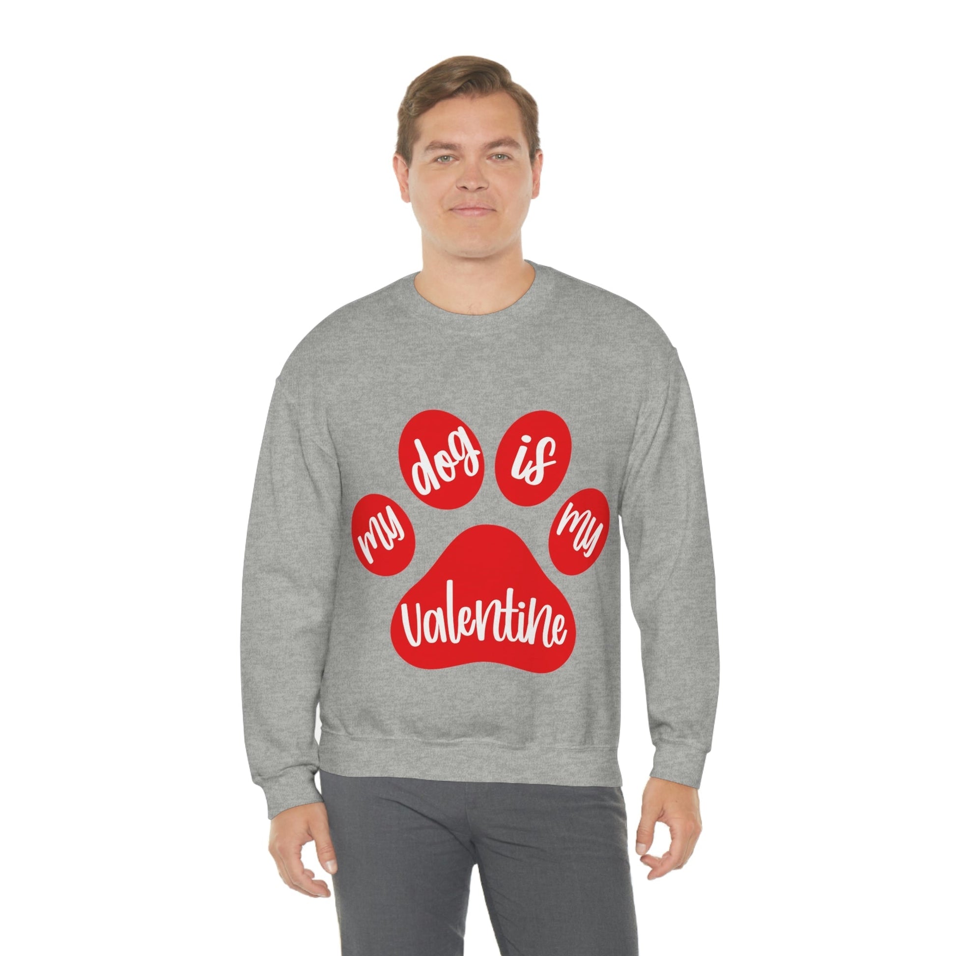 My Dog is My Valentine Dogs Lovers Quotes Unisex Heavy Blend™ Crewneck Sweatshirt Ichaku [Perfect Gifts Selection]