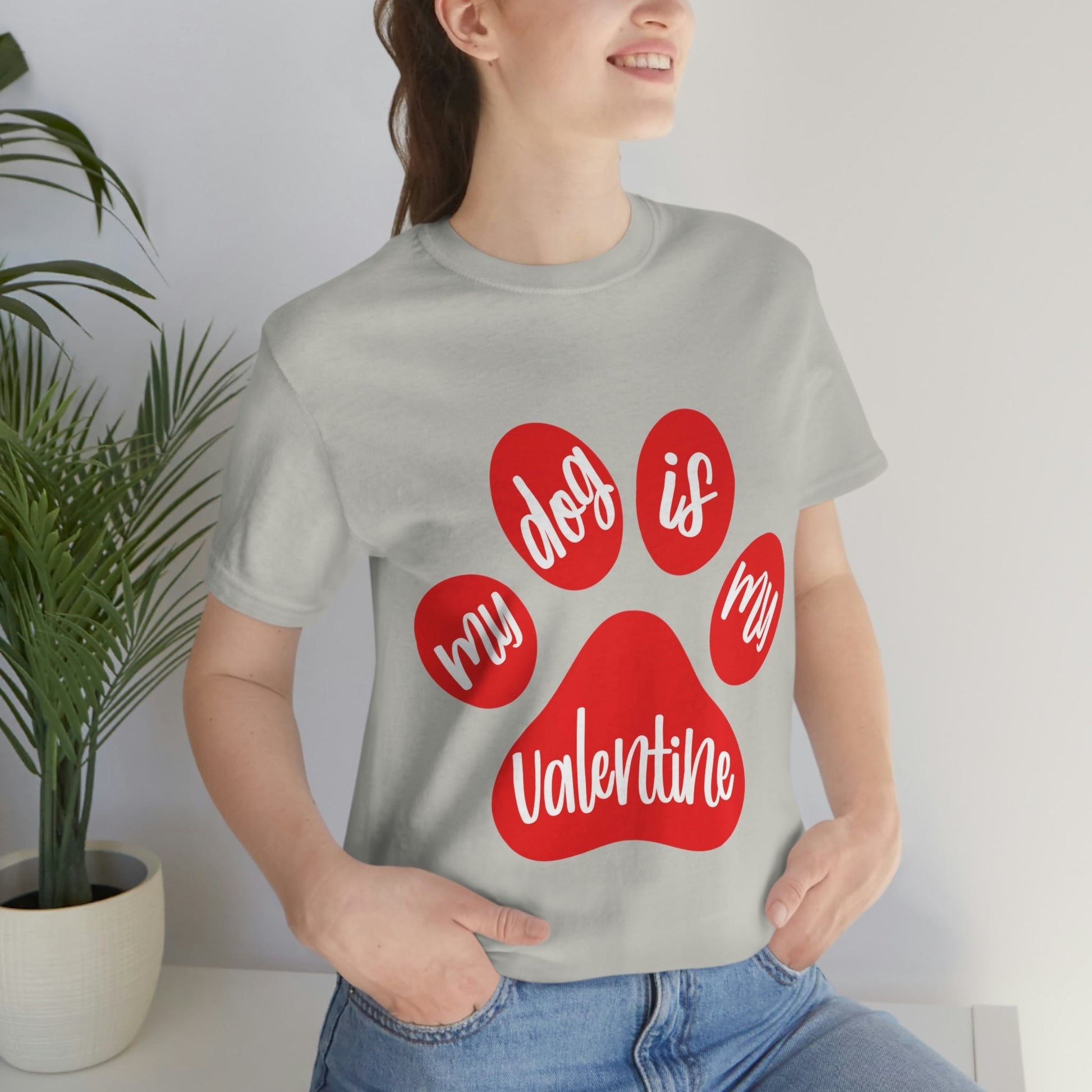 My Dog is My Valentine Dogs Lovers Quotes Unisex Jersey Short Sleeve T-Shirt Ichaku [Perfect Gifts Selection]