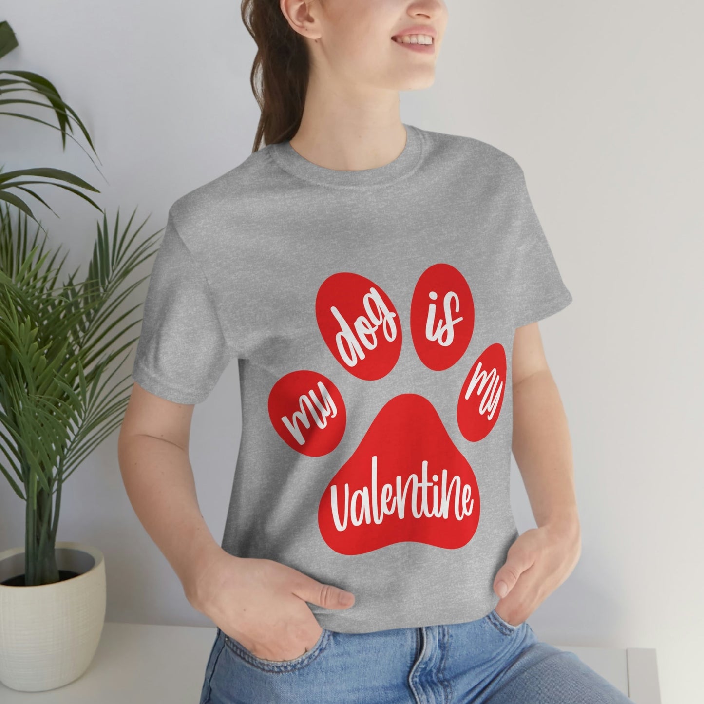 My Dog is My Valentine Dogs Lovers Quotes Unisex Jersey Short Sleeve T-Shirt Ichaku [Perfect Gifts Selection]