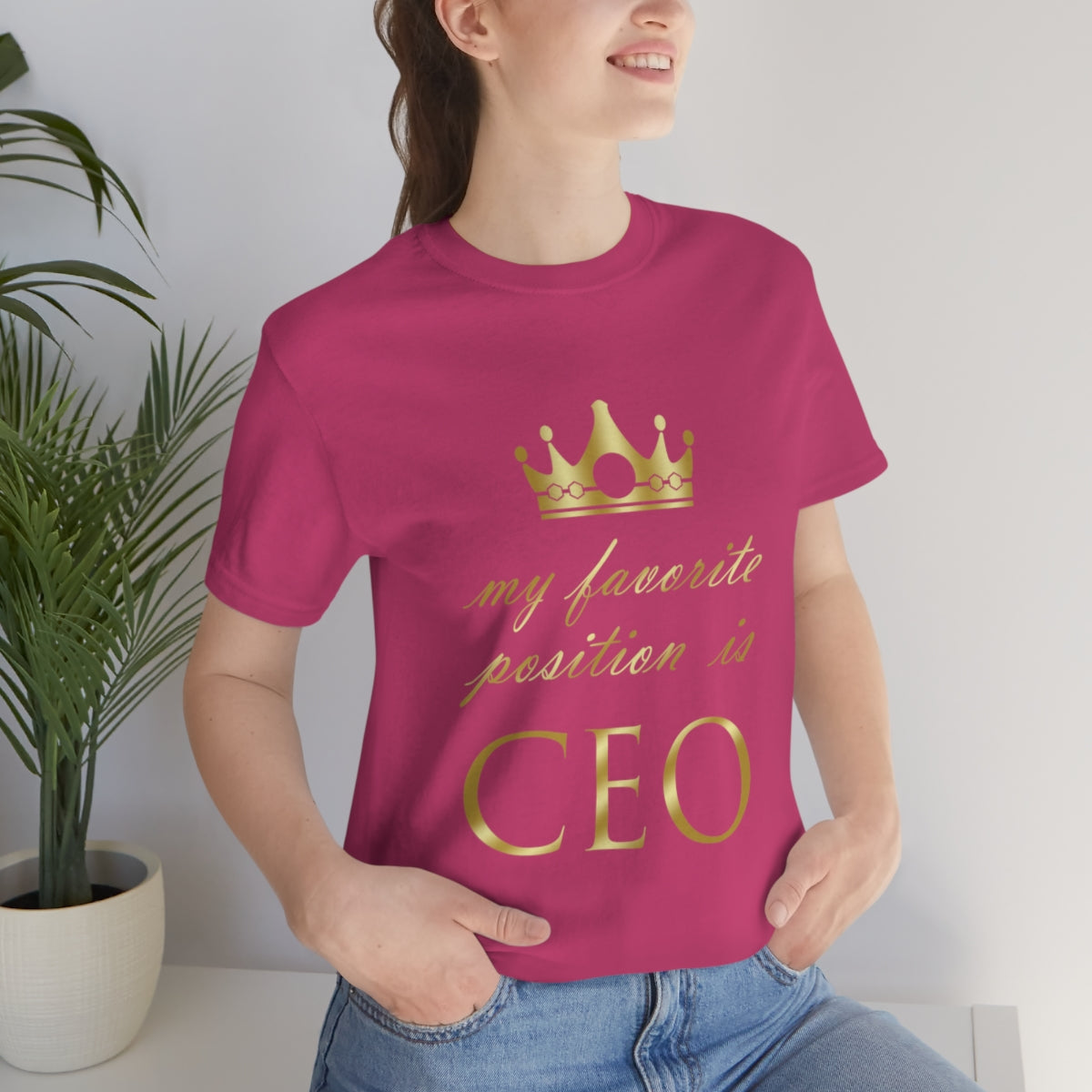 My Favorite Position Is CEO Office Jokes Unisex Jersey Short Sleeve T-Shirt Ichaku [Perfect Gifts Selection]