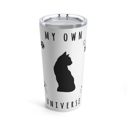 My Own Cat Universe Monochrome Minimalist Art Stainless Steel Hot or Cold Vacuum Tumbler 20oz Ichaku [Perfect Gifts Selection]