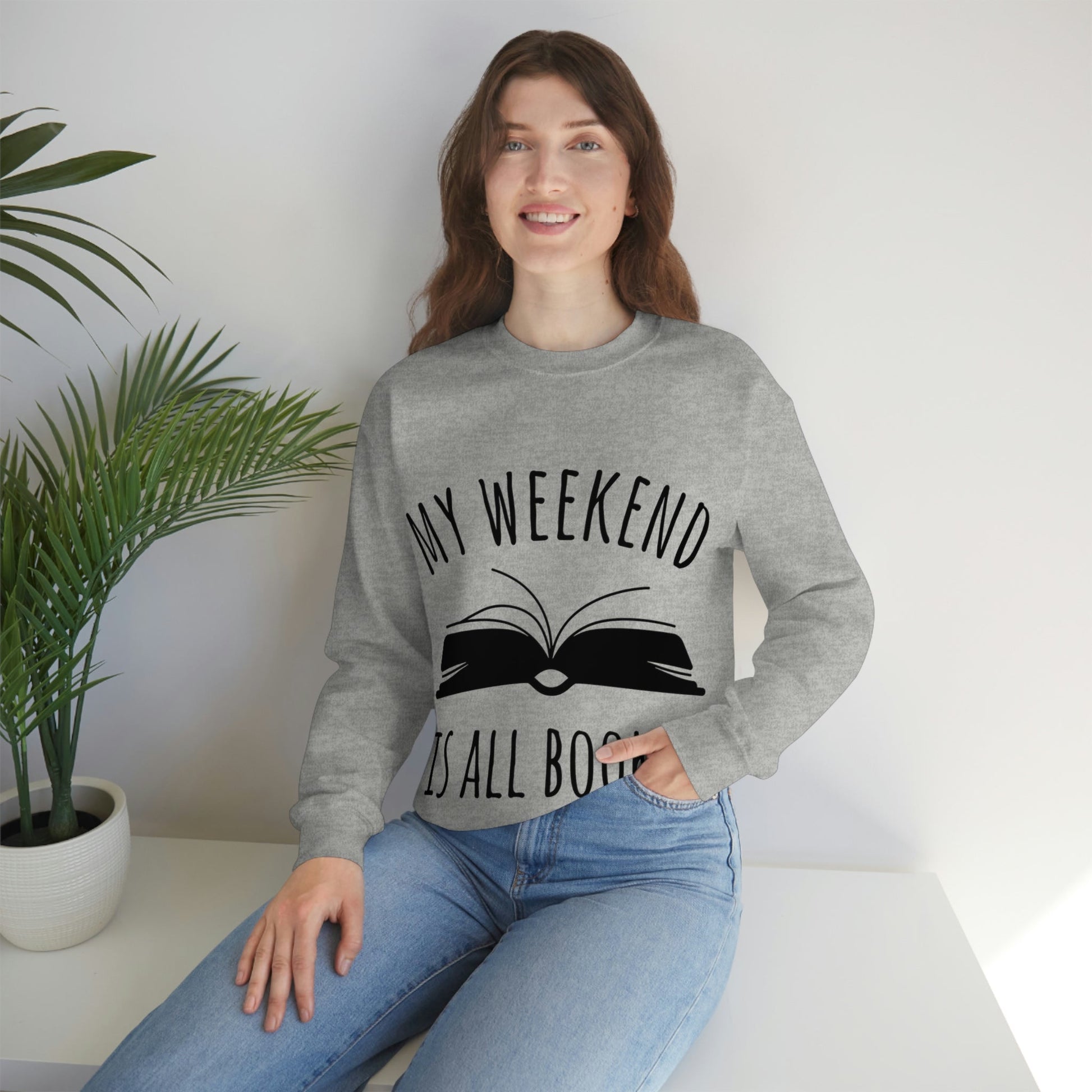 My Weekend Is All Booked Book Lovers Educational Quotes Unisex Heavy Blend™ Crewneck Sweatshirt Ichaku [Perfect Gifts Selection]