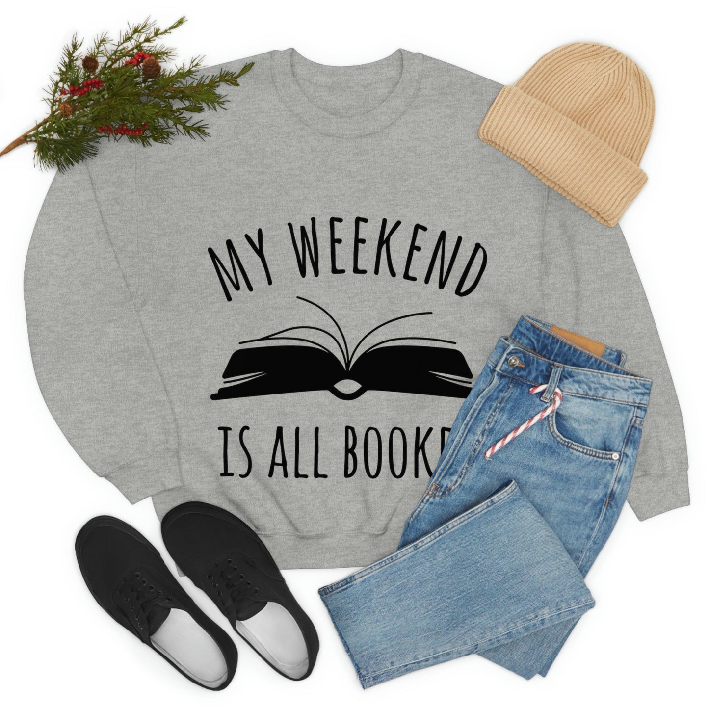 My Weekend Is All Booked Book Lovers Educational Quotes Unisex Heavy Blend™ Crewneck Sweatshirt Ichaku [Perfect Gifts Selection]