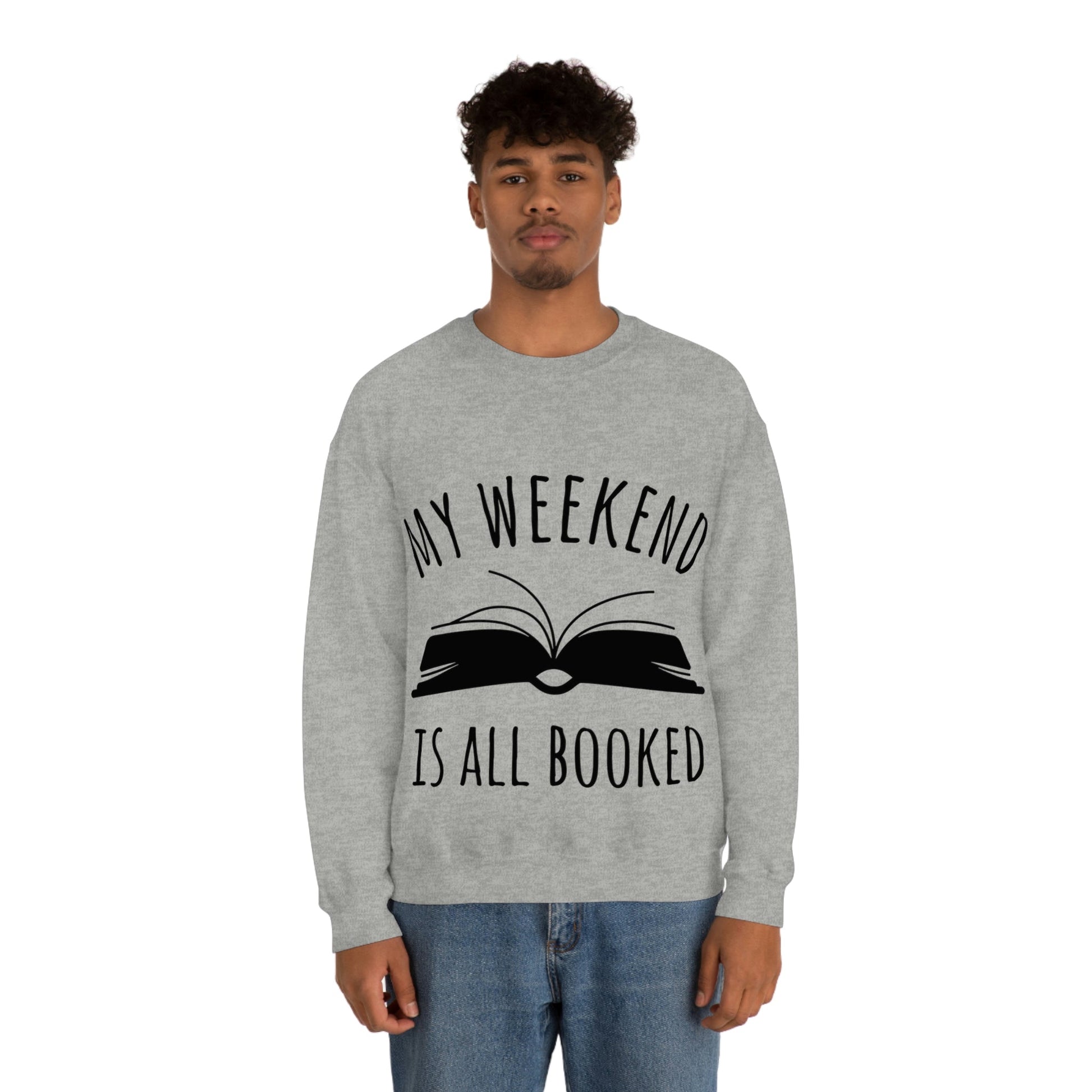 My Weekend Is All Booked Book Lovers Educational Quotes Unisex Heavy Blend™ Crewneck Sweatshirt Ichaku [Perfect Gifts Selection]