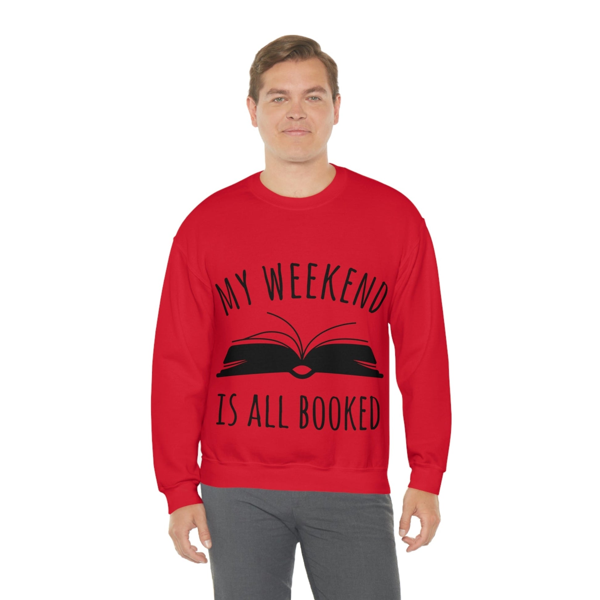 My Weekend Is All Booked Book Lovers Educational Quotes Unisex Heavy Blend™ Crewneck Sweatshirt Ichaku [Perfect Gifts Selection]