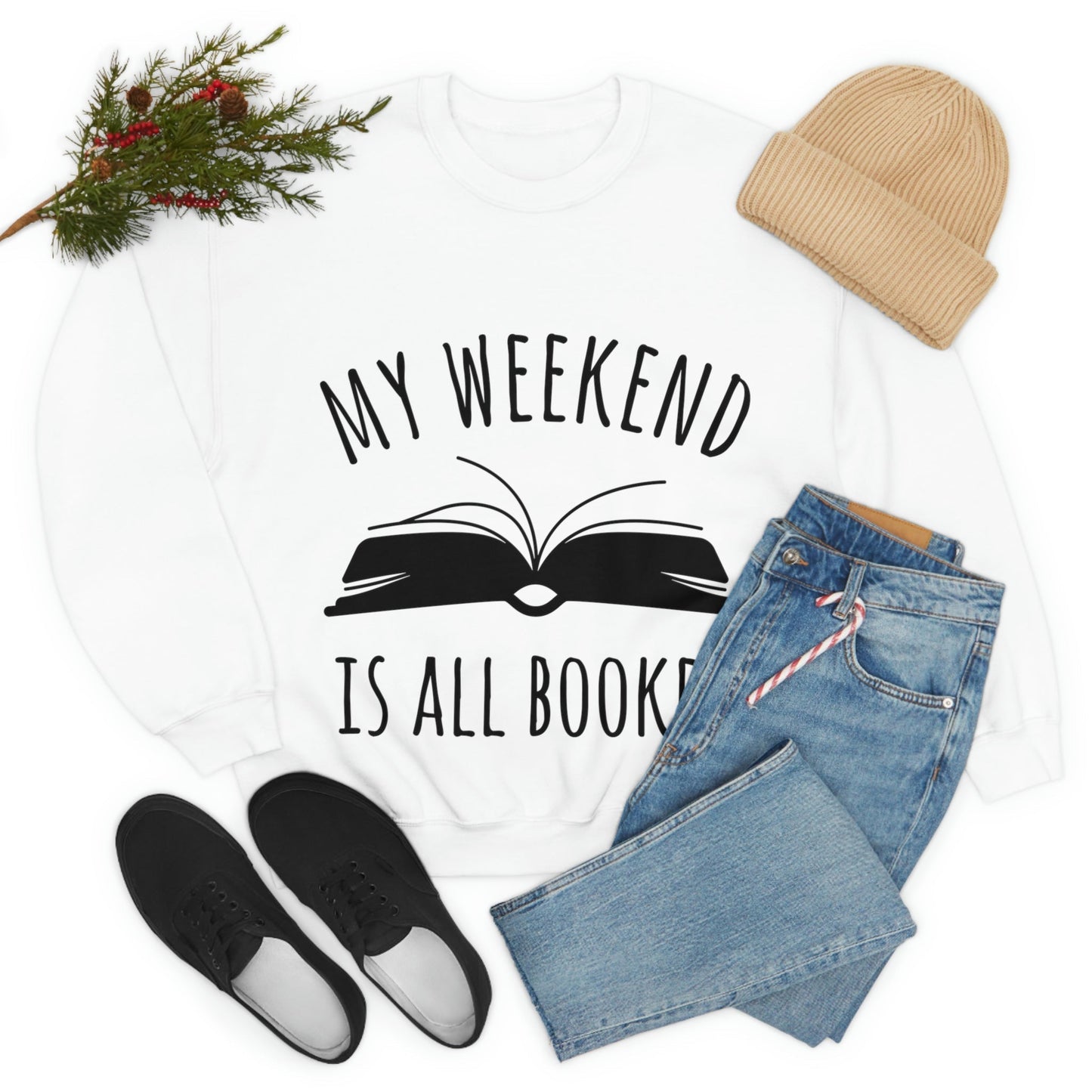 My Weekend Is All Booked Book Lovers Educational Quotes Unisex Heavy Blend™ Crewneck Sweatshirt Ichaku [Perfect Gifts Selection]