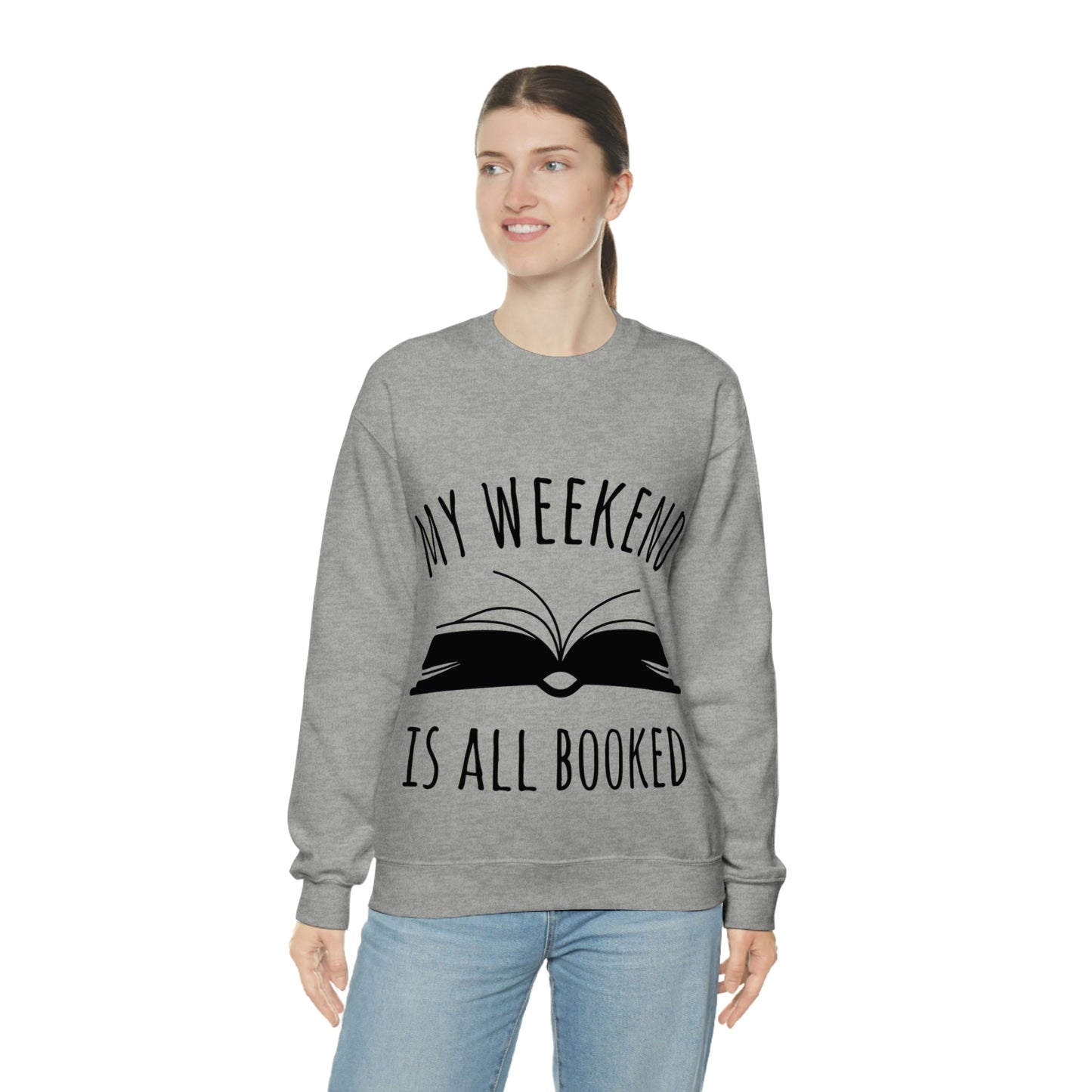 My Weekend Is All Booked Book Lovers Educational Quotes Unisex Heavy Blend™ Crewneck Sweatshirt Ichaku [Perfect Gifts Selection]