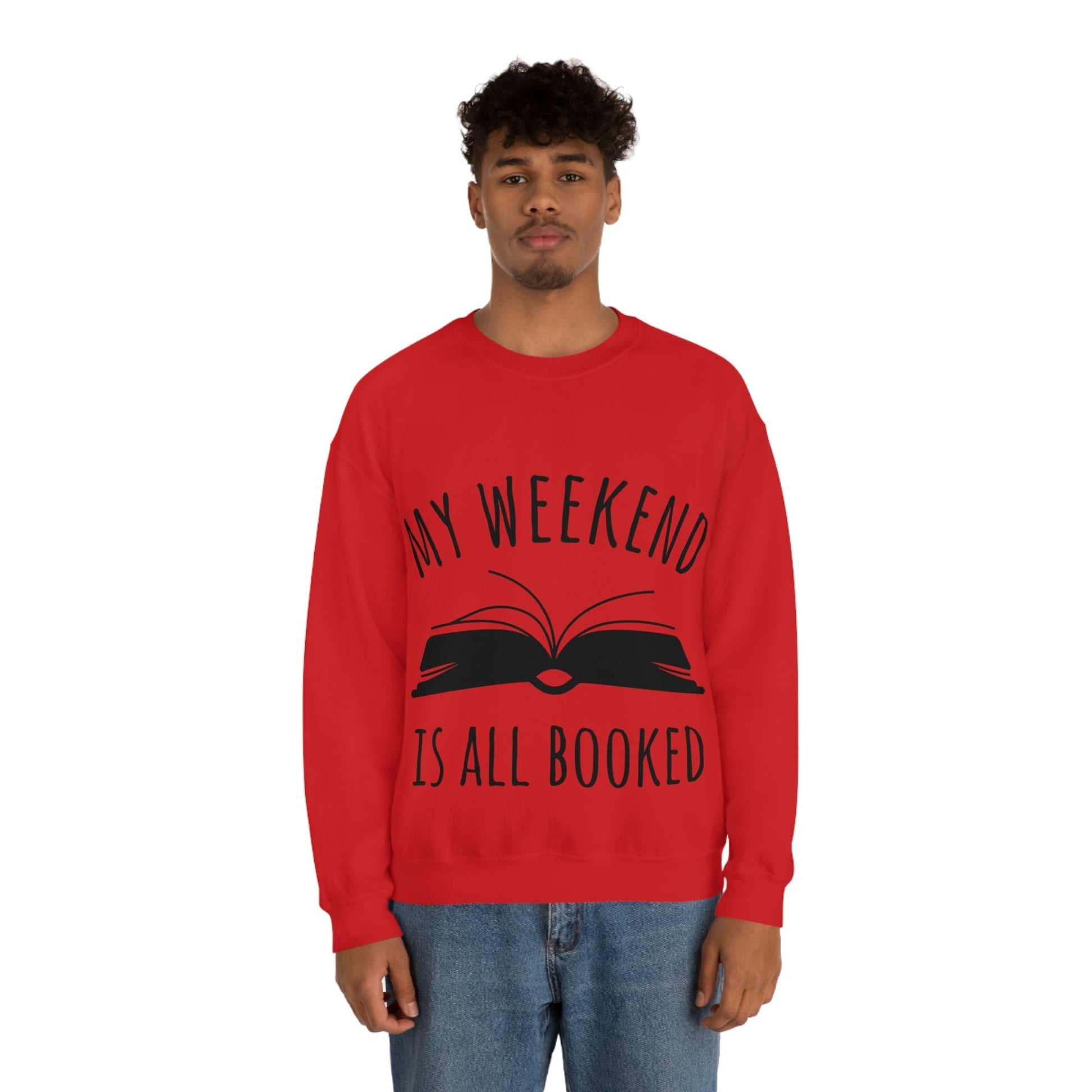 My Weekend Is All Booked Book Lovers Educational Quotes Unisex Heavy Blend™ Crewneck Sweatshirt Ichaku [Perfect Gifts Selection]