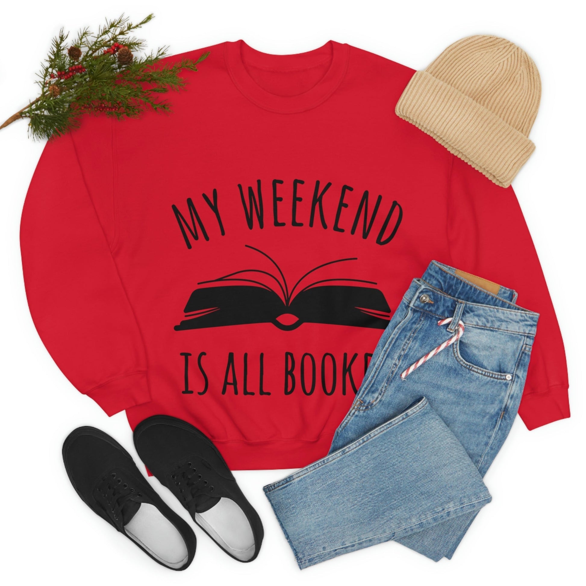 My Weekend Is All Booked Book Lovers Educational Quotes Unisex Heavy Blend™ Crewneck Sweatshirt Ichaku [Perfect Gifts Selection]