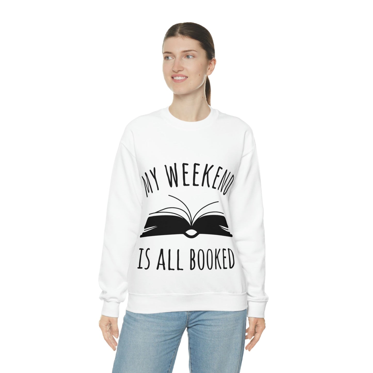 My Weekend Is All Booked Book Lovers Educational Quotes Unisex Heavy Blend™ Crewneck Sweatshirt Ichaku [Perfect Gifts Selection]