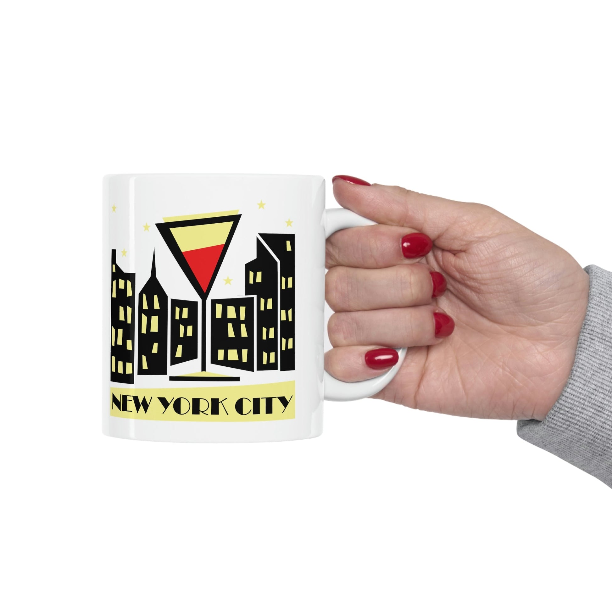 New York City Modern Abstract Art Ceramic Mug 11oz Ichaku [Perfect Gifts Selection]