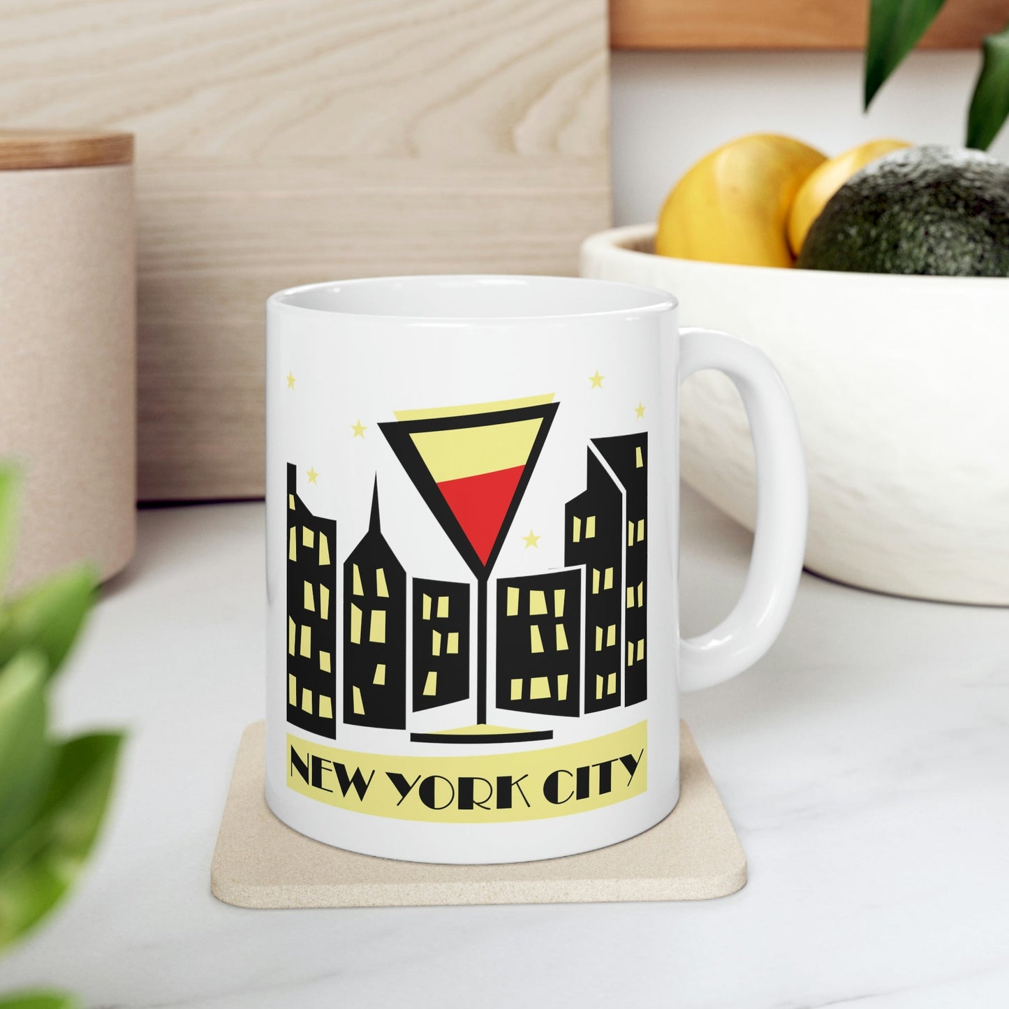 New York City Modern Abstract Art Ceramic Mug 11oz Ichaku [Perfect Gifts Selection]