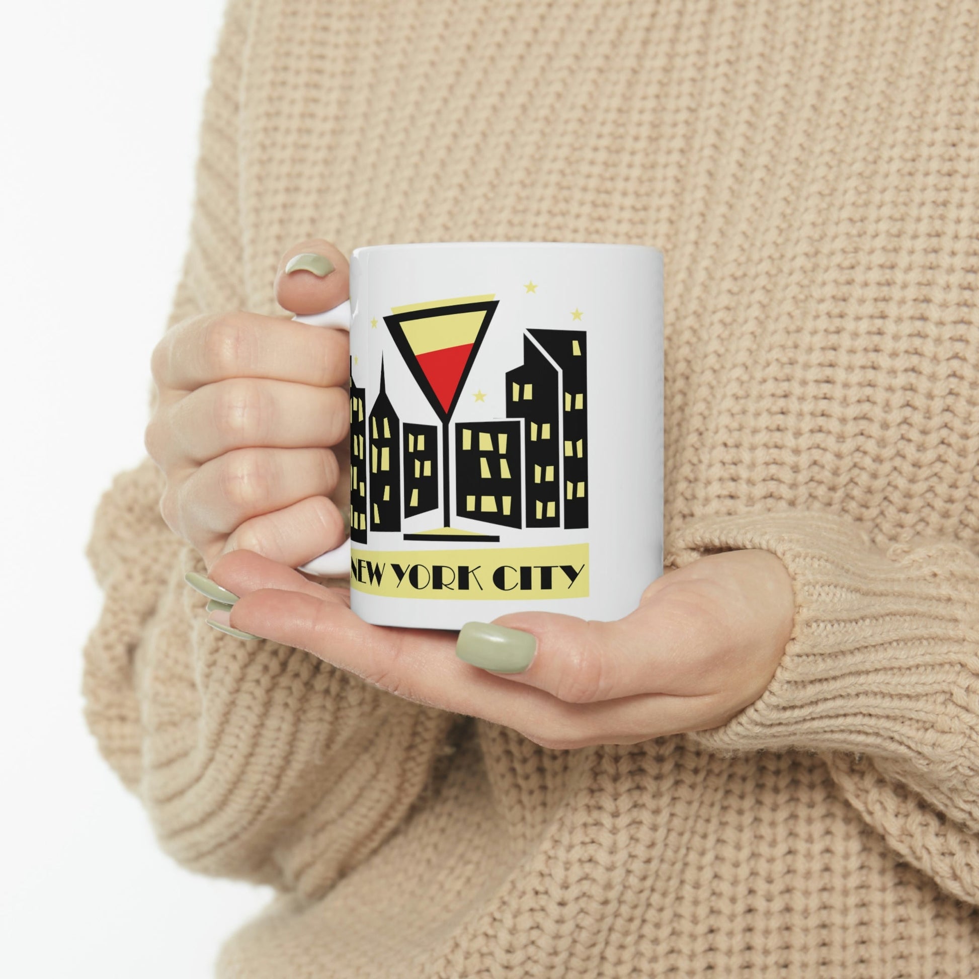 New York City Modern Abstract Art Ceramic Mug 11oz Ichaku [Perfect Gifts Selection]