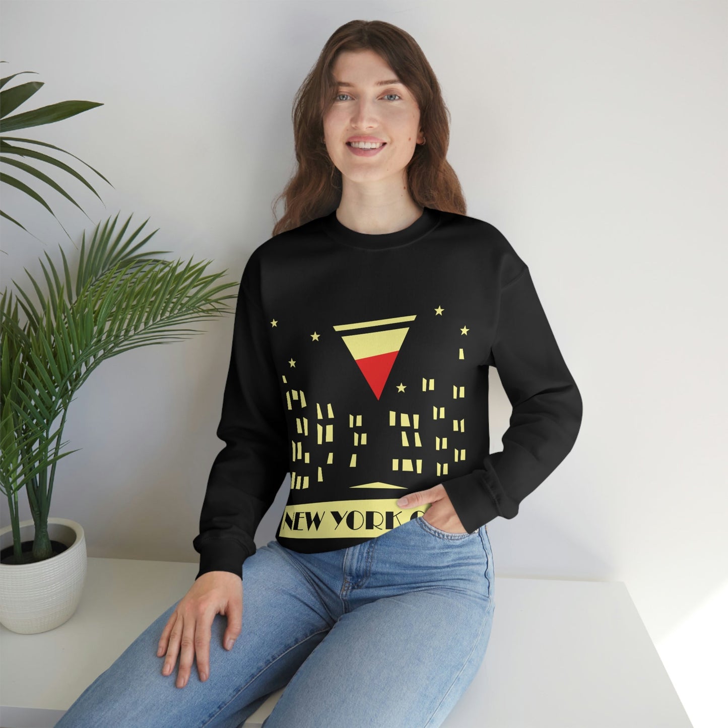 New York City Modern Abstract Art Unisex Heavy Blend™ Crewneck Sweatshirt Ichaku [Perfect Gifts Selection]