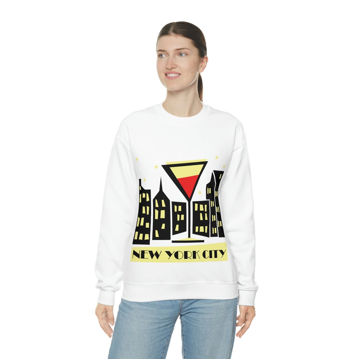 New York City Modern Abstract Art Unisex Heavy Blend™ Crewneck Sweatshirt Ichaku [Perfect Gifts Selection]