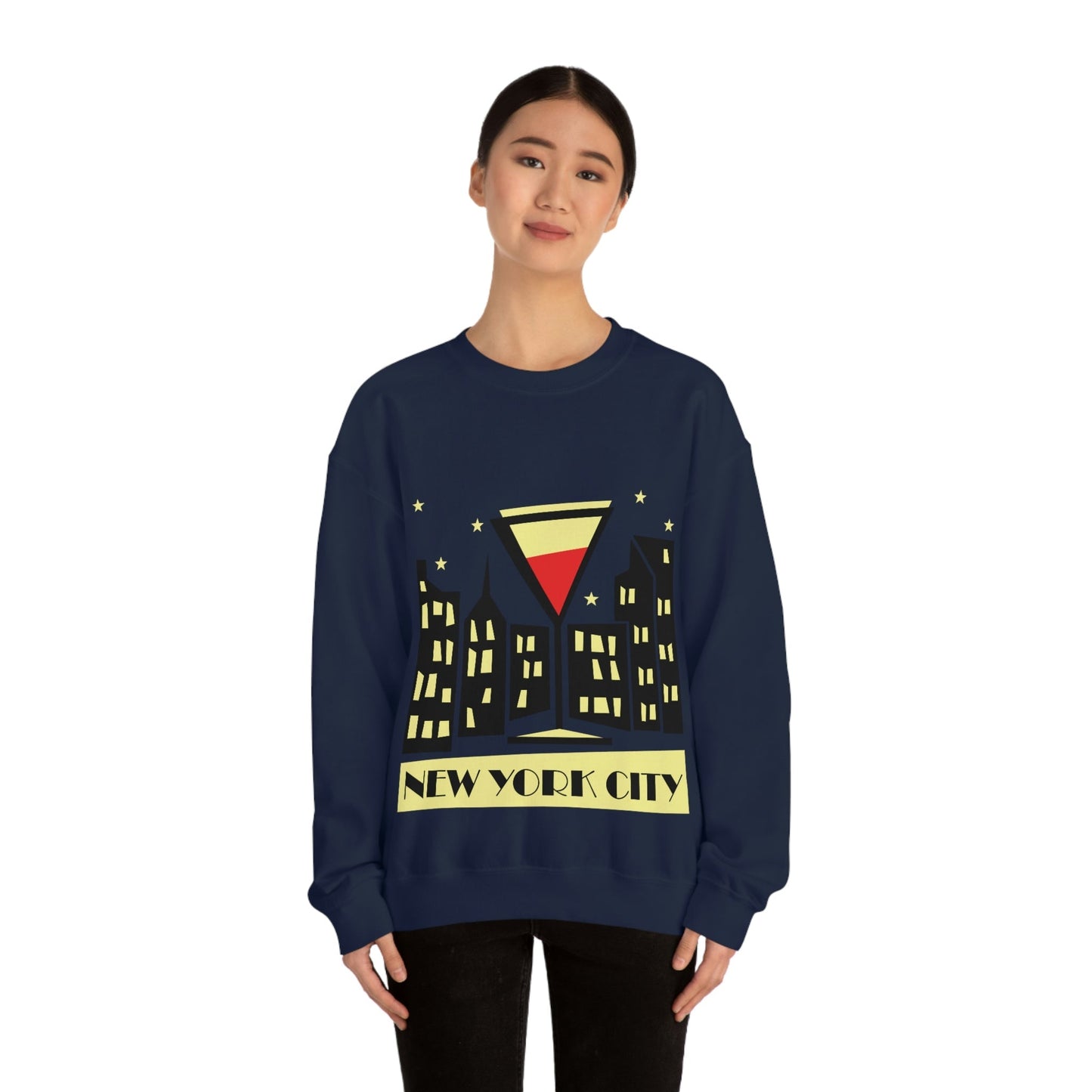 New York City Modern Abstract Art Unisex Heavy Blend™ Crewneck Sweatshirt Ichaku [Perfect Gifts Selection]