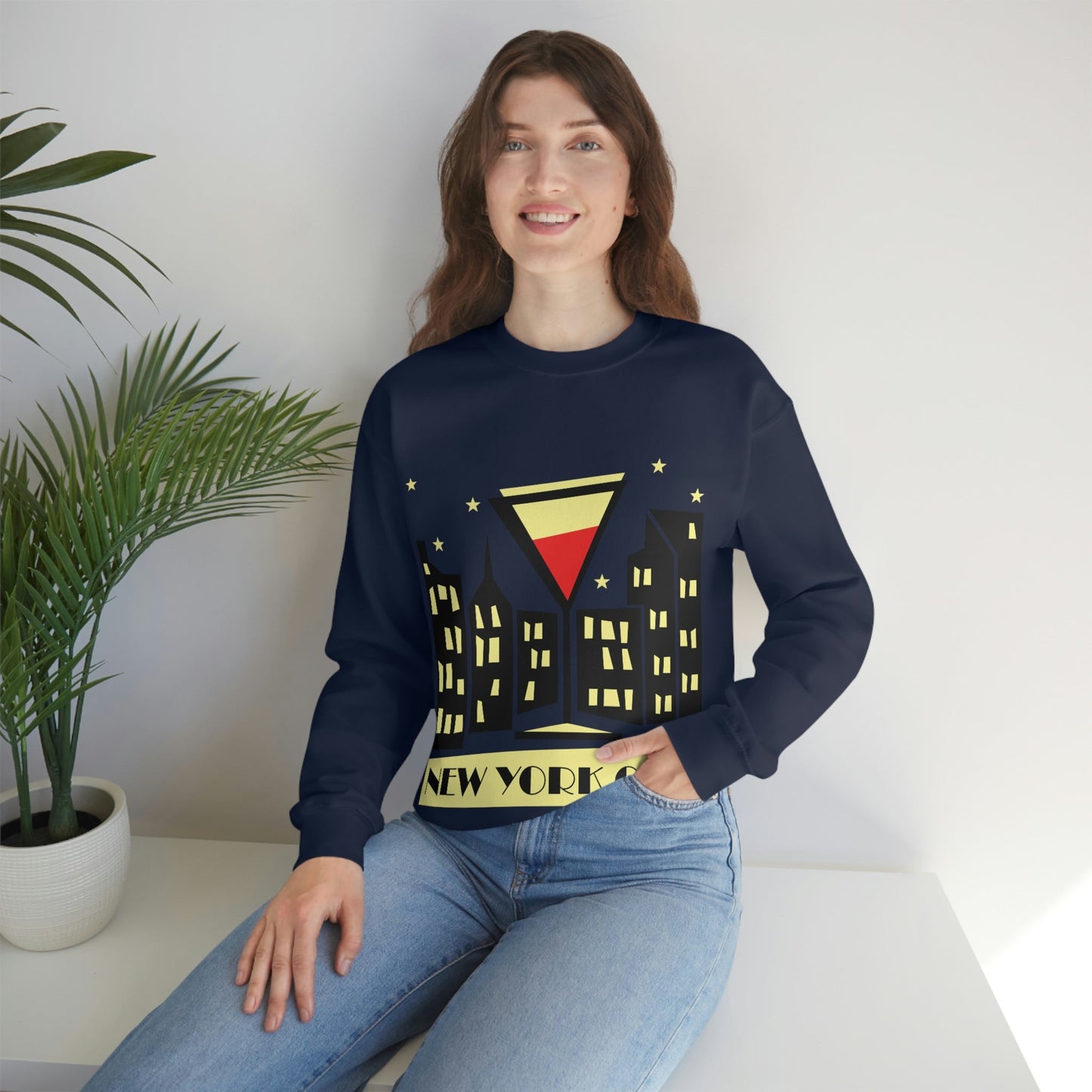 New York City Modern Abstract Art Unisex Heavy Blend™ Crewneck Sweatshirt Ichaku [Perfect Gifts Selection]