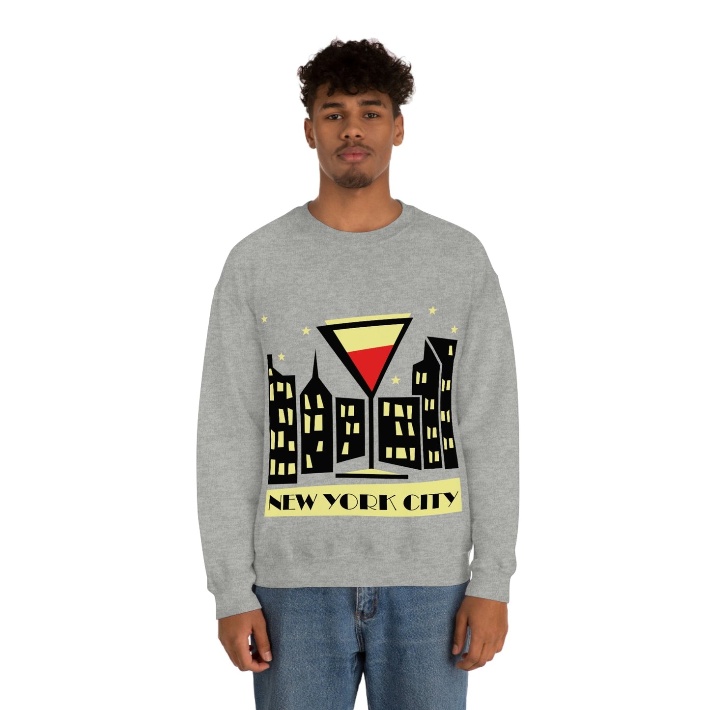 New York City Modern Abstract Art Unisex Heavy Blend™ Crewneck Sweatshirt Ichaku [Perfect Gifts Selection]