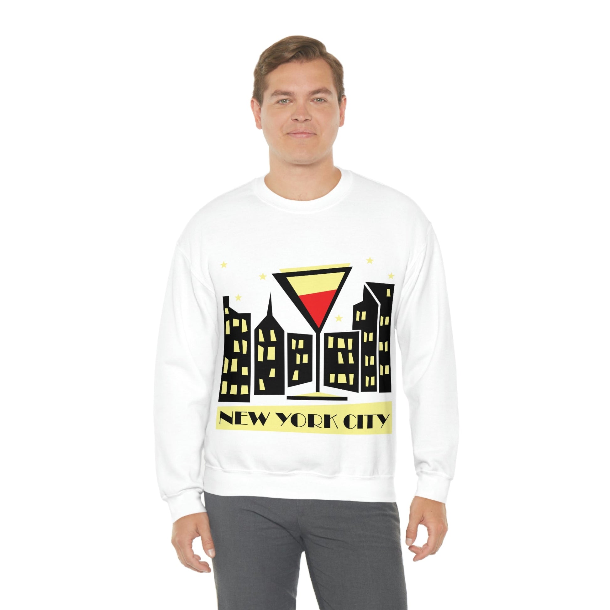 New York City Modern Abstract Art Unisex Heavy Blend™ Crewneck Sweatshirt Ichaku [Perfect Gifts Selection]