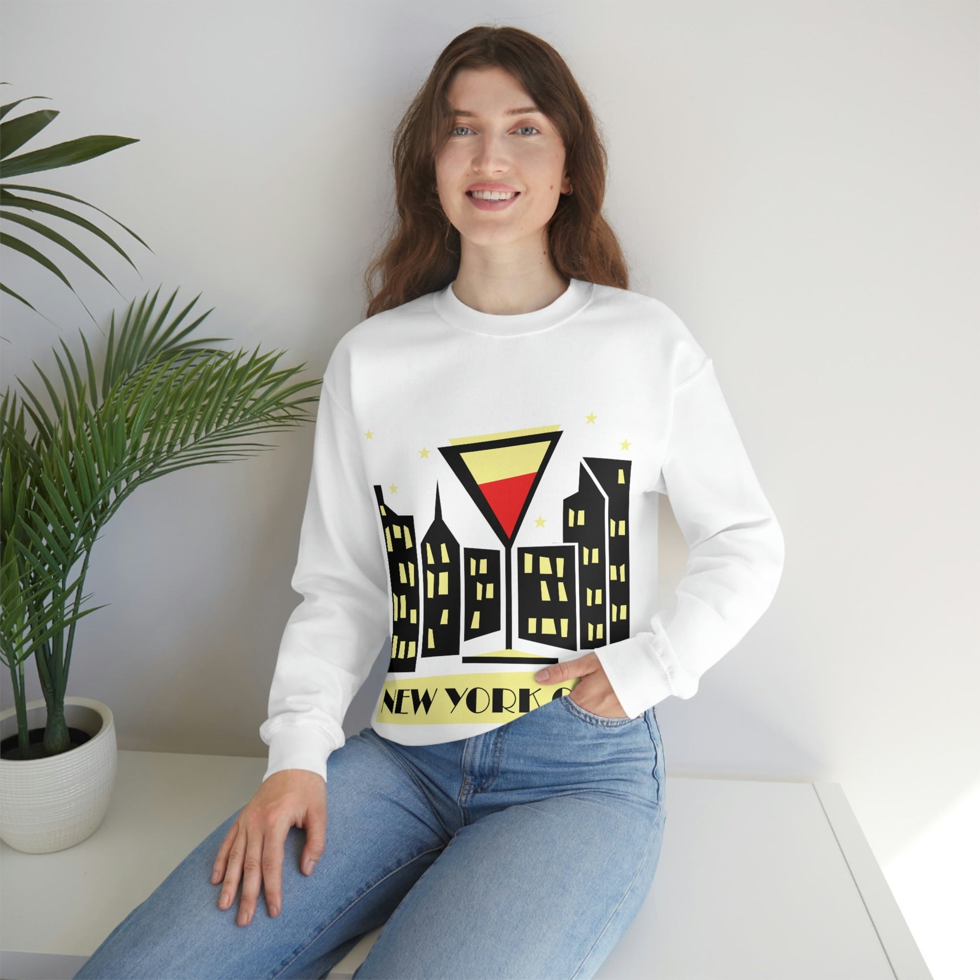 New York City Modern Abstract Art Unisex Heavy Blend™ Crewneck Sweatshirt Ichaku [Perfect Gifts Selection]