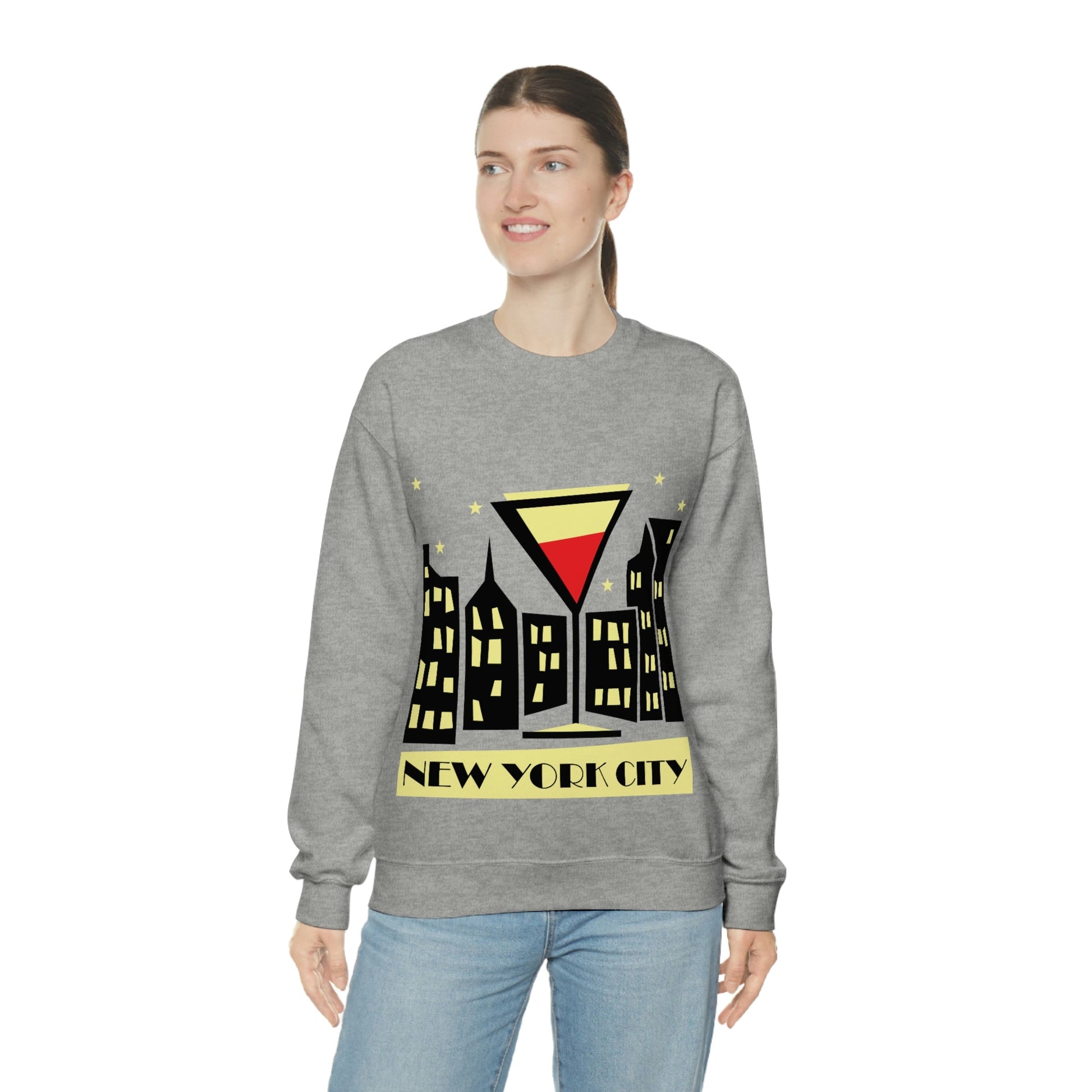 New York City Modern Abstract Art Unisex Heavy Blend™ Crewneck Sweatshirt Ichaku [Perfect Gifts Selection]