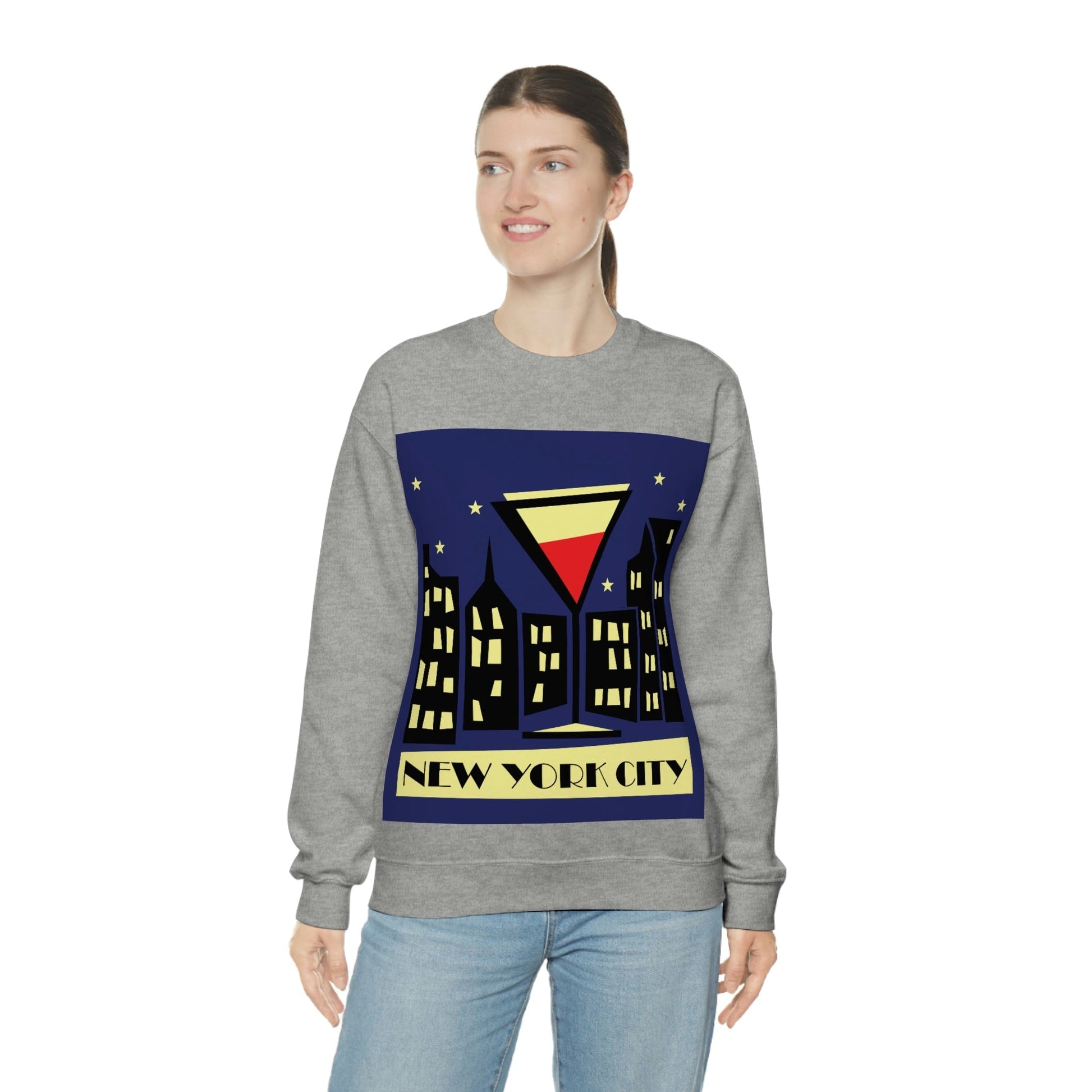 New York City Modern Abstract Art Unisex Heavy Blend™ Crewneck Sweatshirt Ichaku [Perfect Gifts Selection]