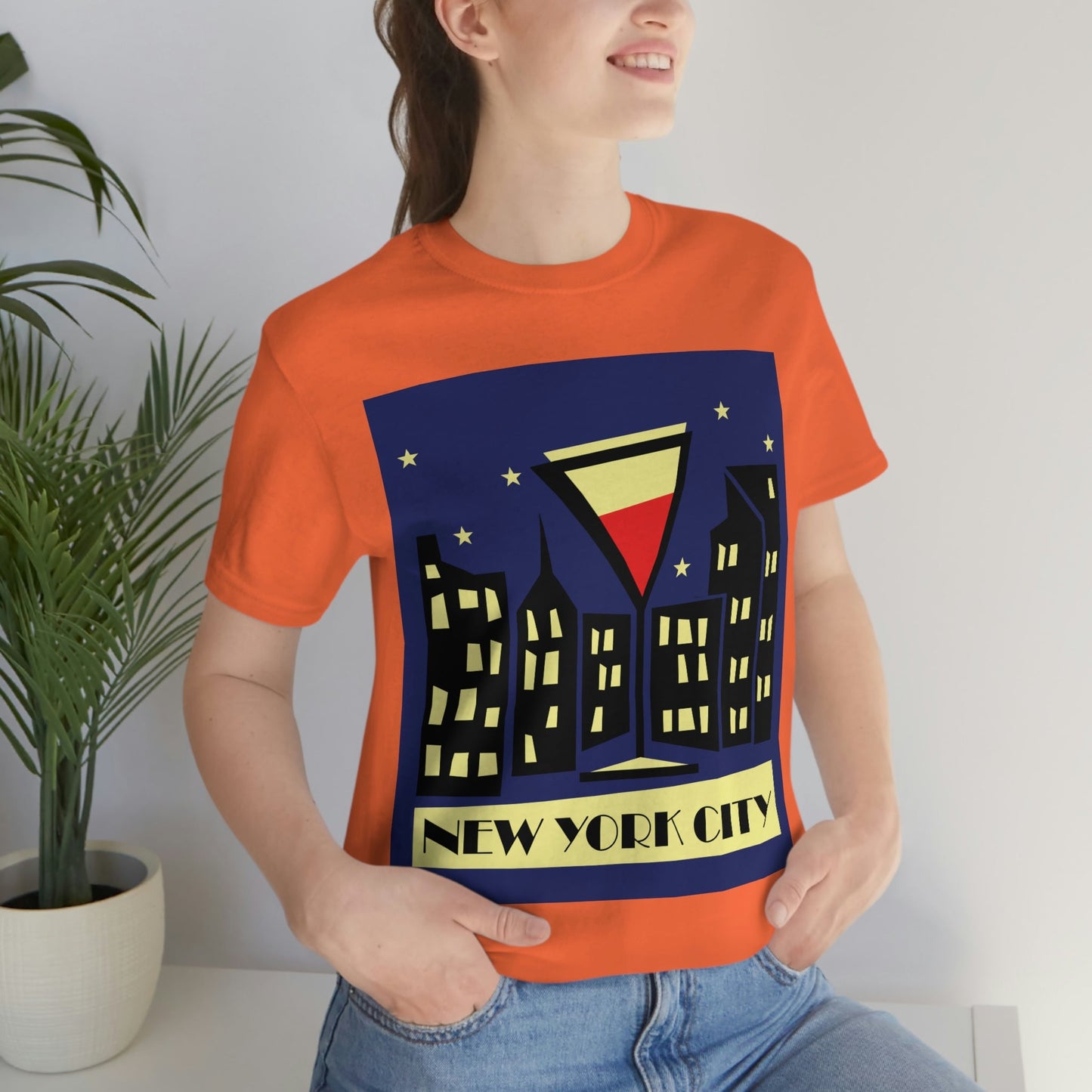 New York City Modern Abstract Art Unisex Jersey Short Sleeve T-Shirt Ichaku [Perfect Gifts Selection]