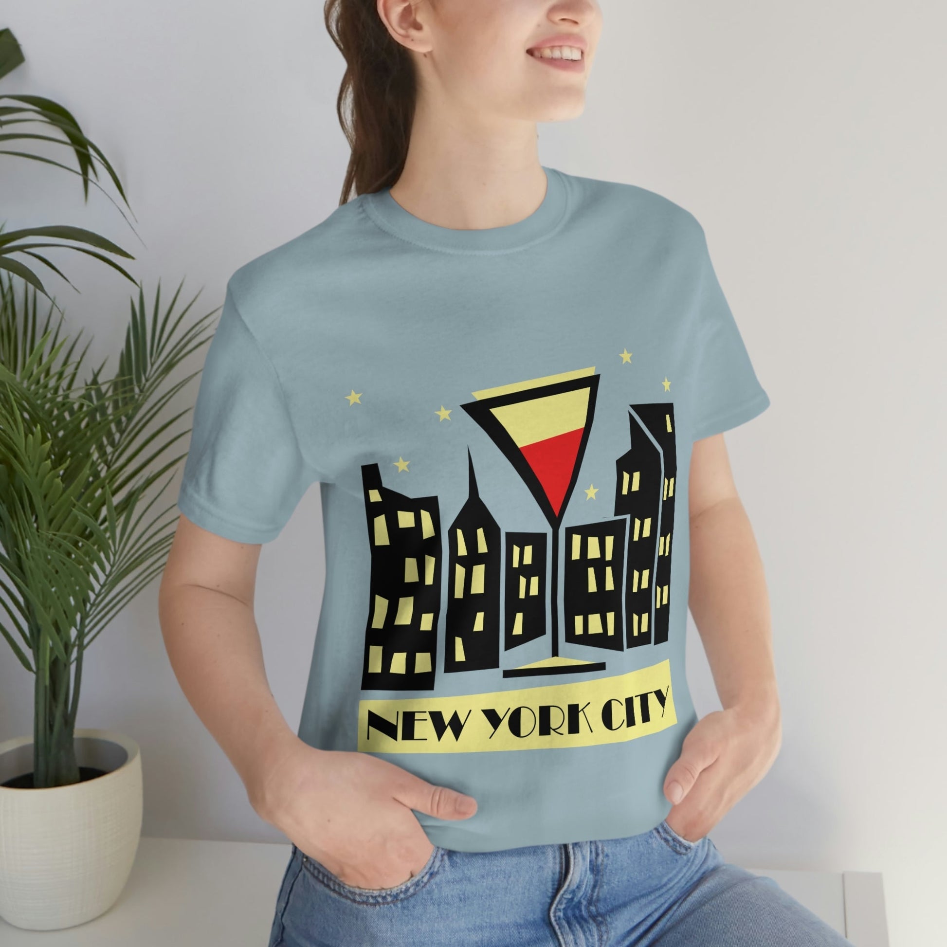 New York City Modern Abstract Art Unisex Jersey Short Sleeve T-Shirt Ichaku [Perfect Gifts Selection]