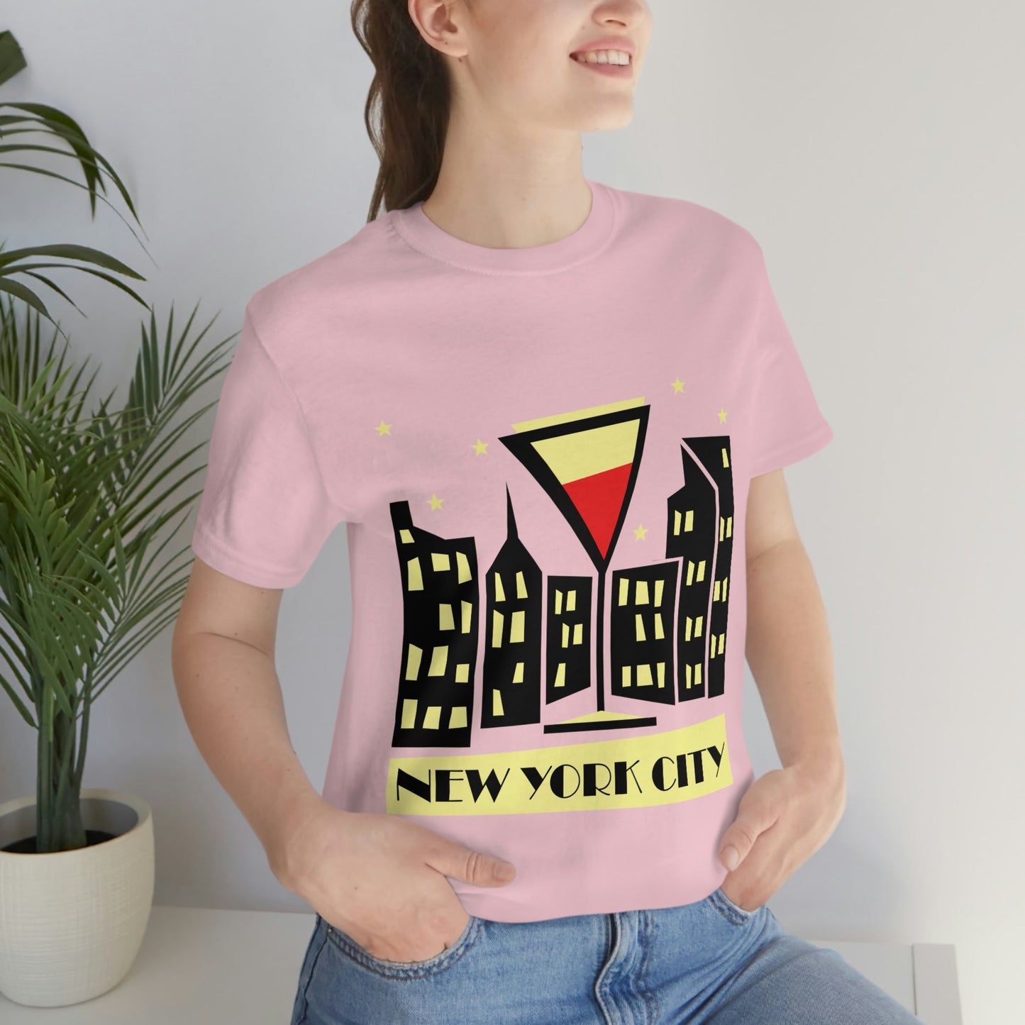 New York City Modern Abstract Art Unisex Jersey Short Sleeve T-Shirt Ichaku [Perfect Gifts Selection]