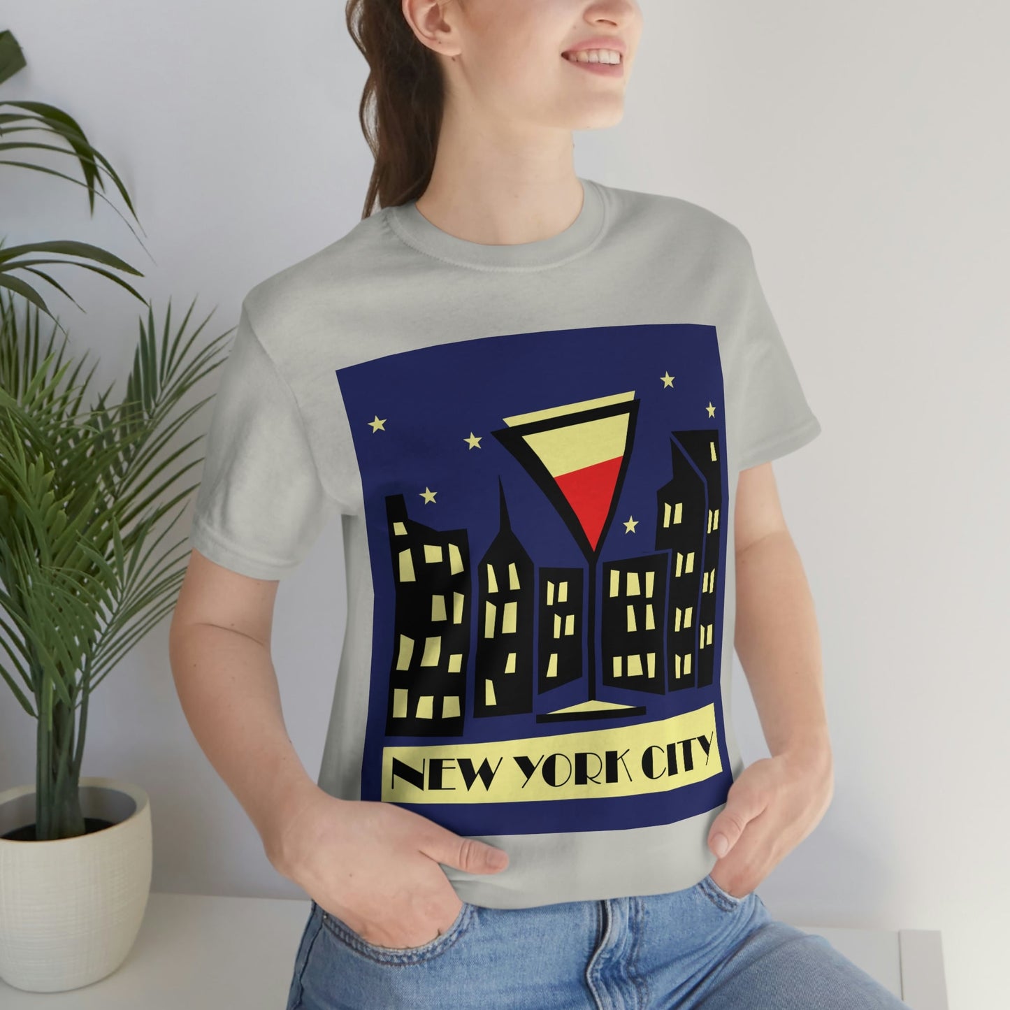 New York City Modern Abstract Art Unisex Jersey Short Sleeve T-Shirt Ichaku [Perfect Gifts Selection]